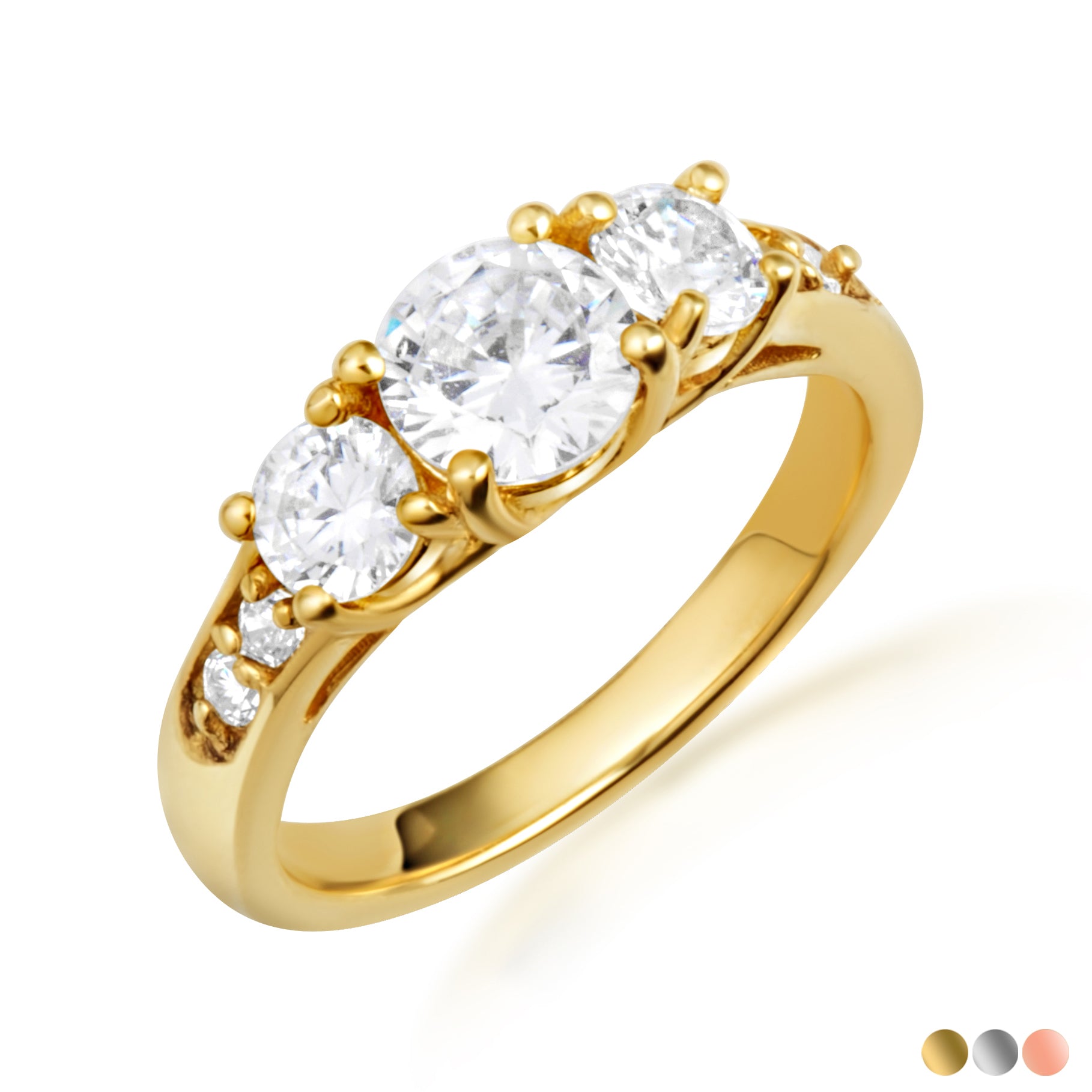 14K Gold Lab-Grown Three Stone Diamond Engagement Ring