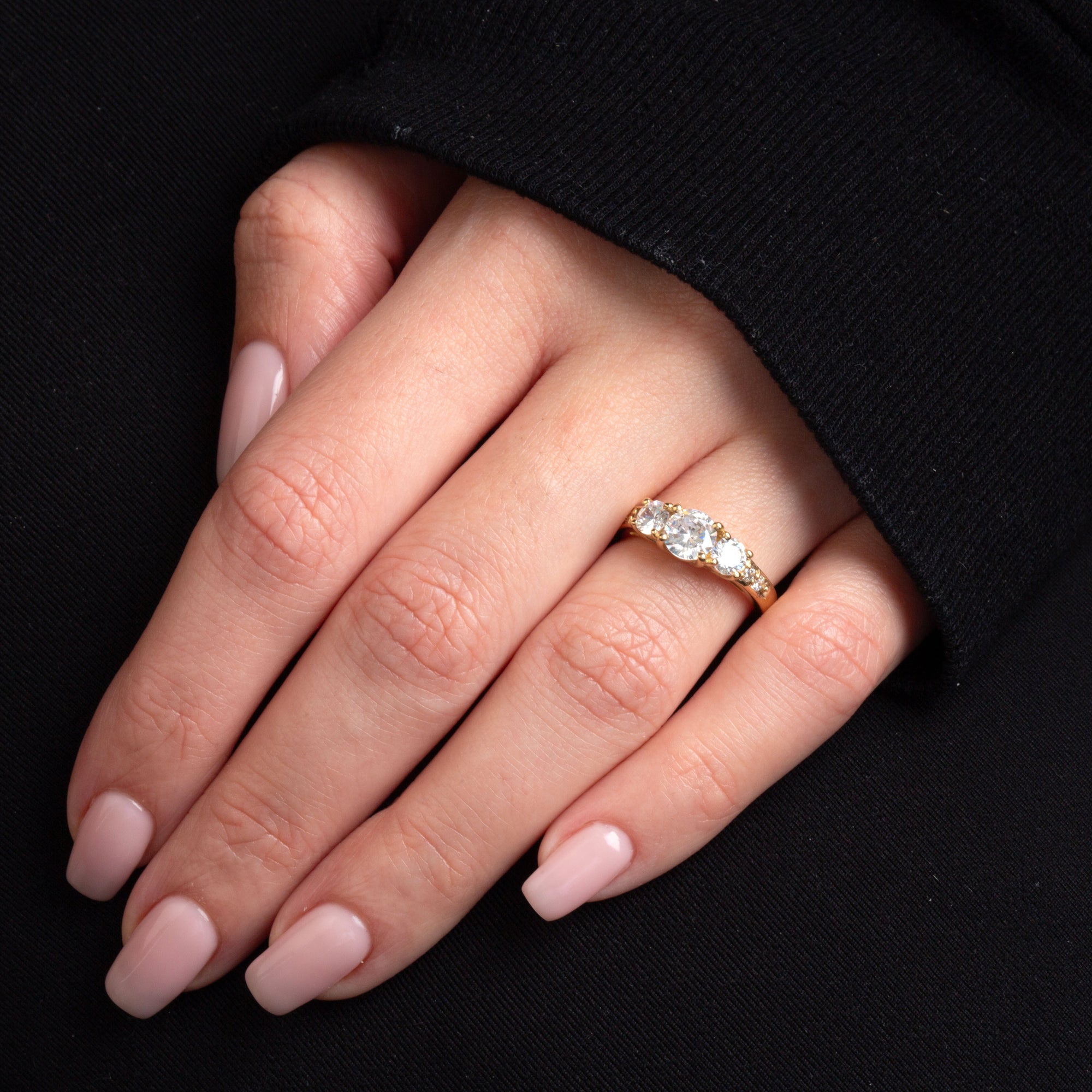 14K Gold Lab-Grown Three Stone Diamond Engagement Ring, view 2