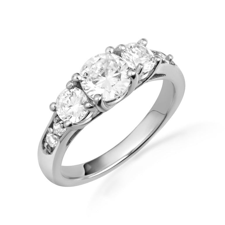 14K Gold Lab-Grown Three Stone Diamond Engagement Ring, view 4