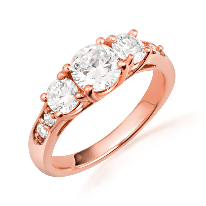 14K Gold Lab-Grown Three Stone Diamond Engagement Ring, view 5