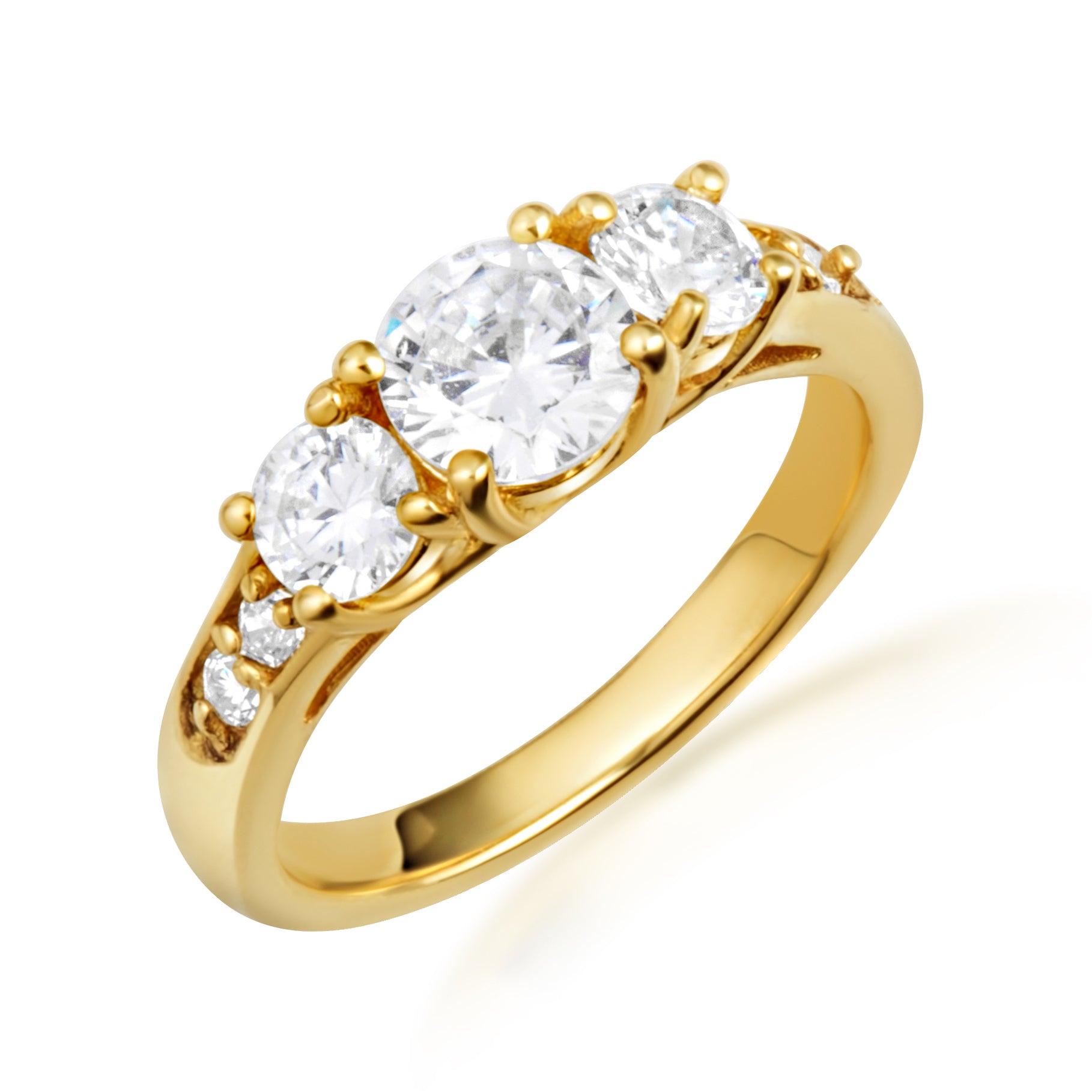 14K Gold Lab-Grown Three Stone Diamond Engagement Ring, view 6
