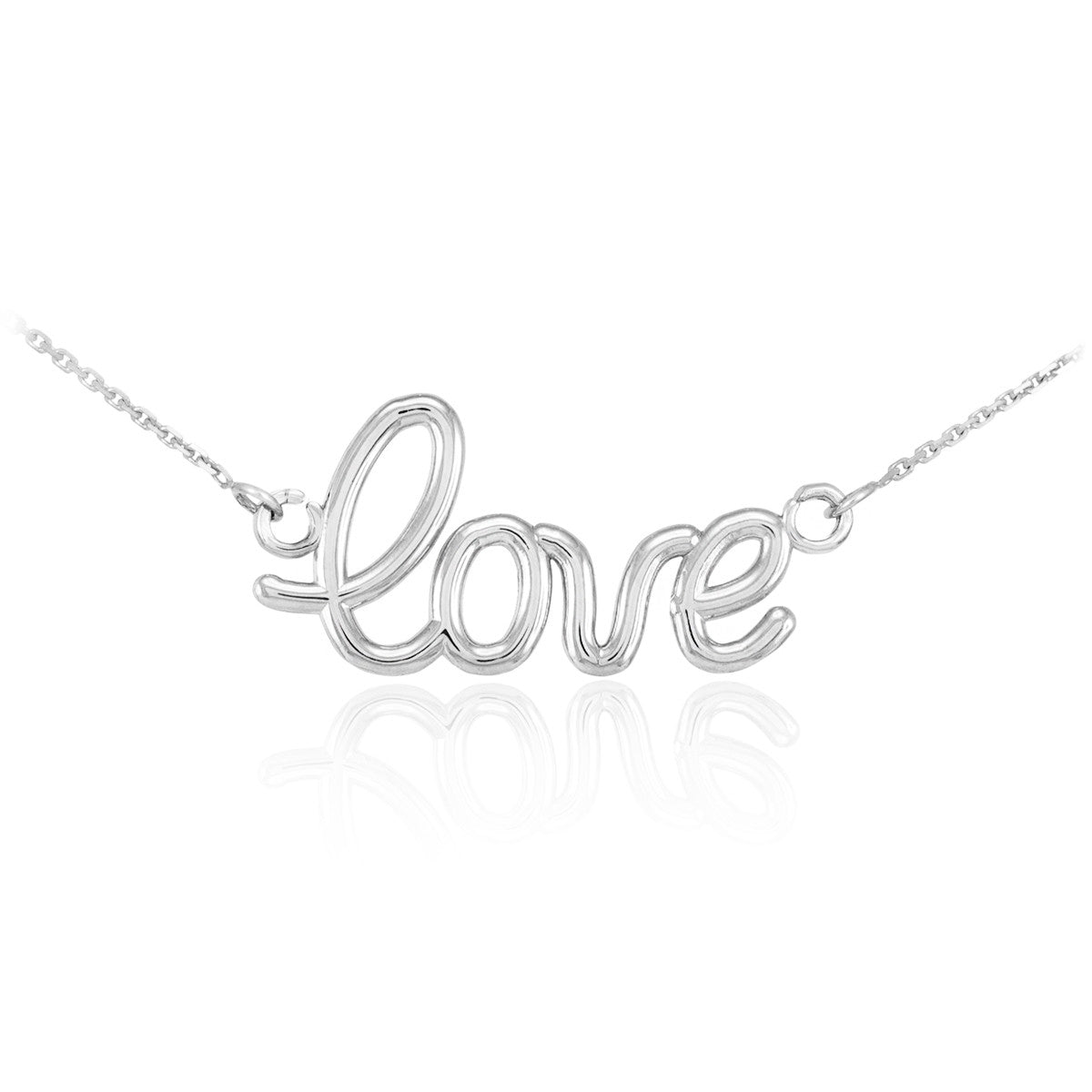 14K Gold "Love" Script Necklace, view 2
