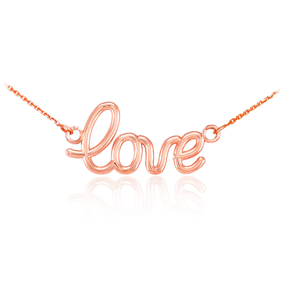 14K Gold "Love" Script Necklace, view 3