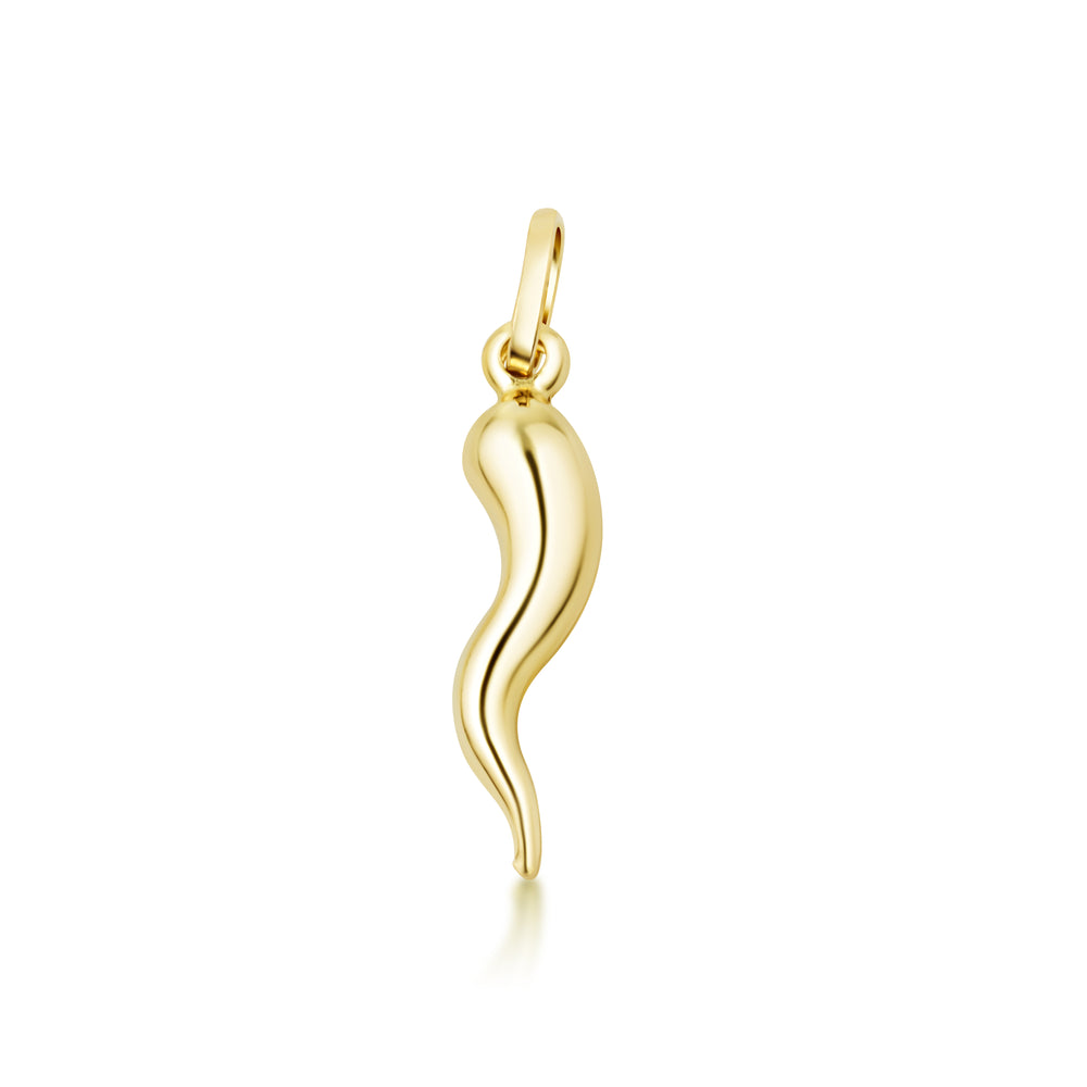 14K Gold Lucky Italian Horn Cornicello Pendant Necklace