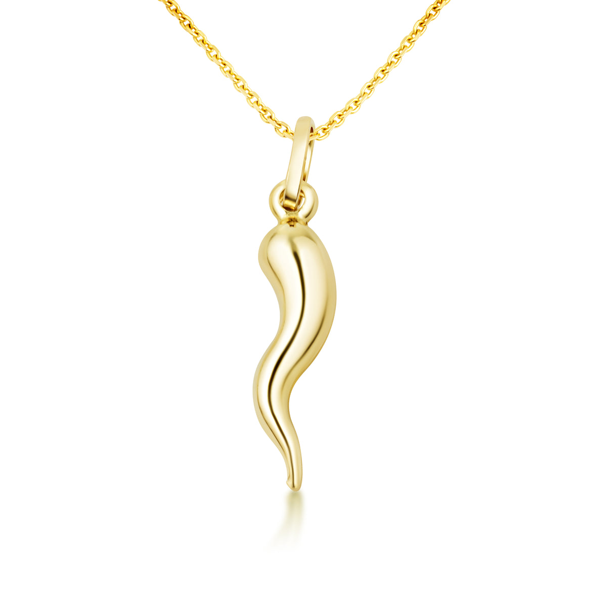14K Gold Lucky Italian Horn Cornicello Pendant Necklace, view 5