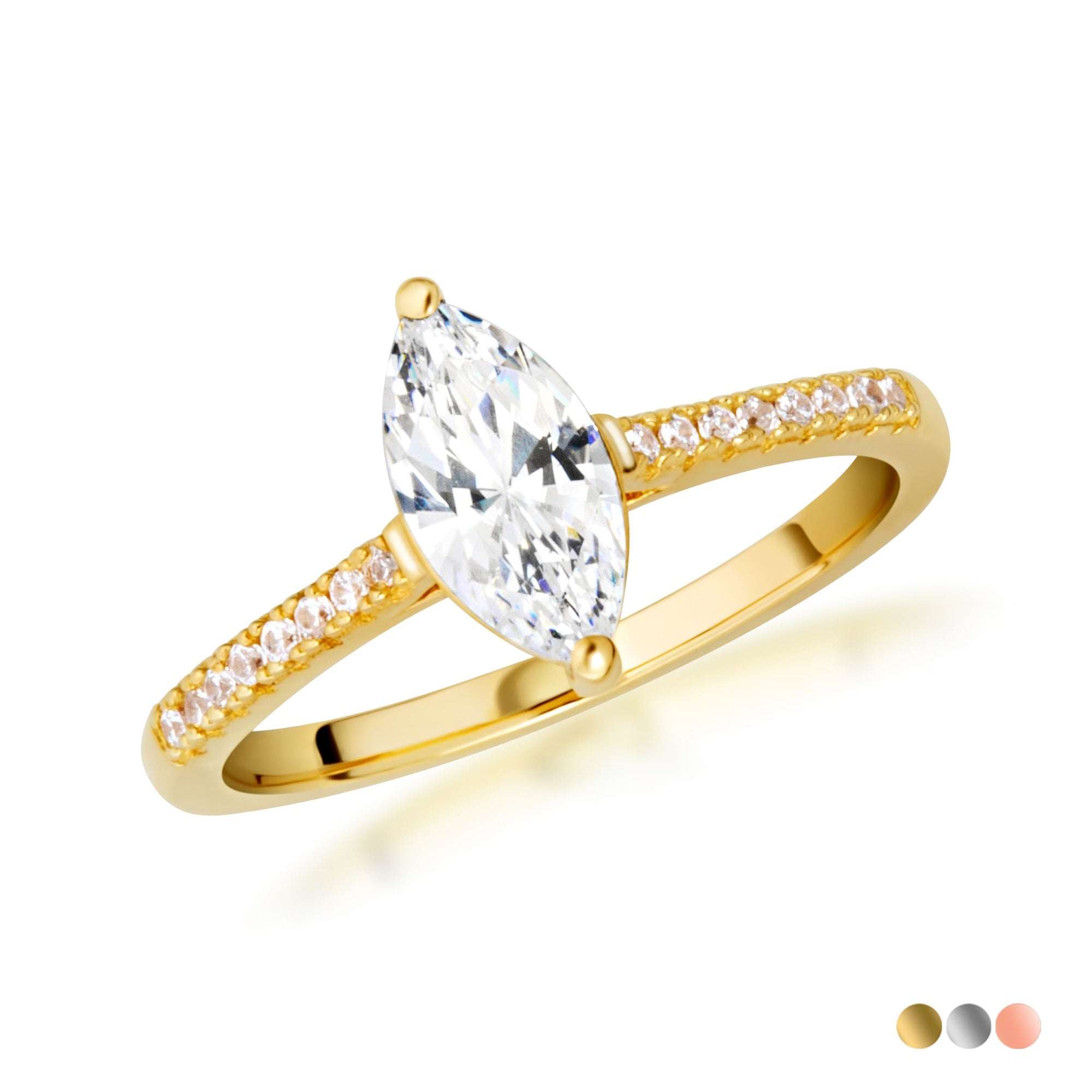 14K Gold Marquise Cut Lab-Grown Diamond Engagement Ring 1.13cts