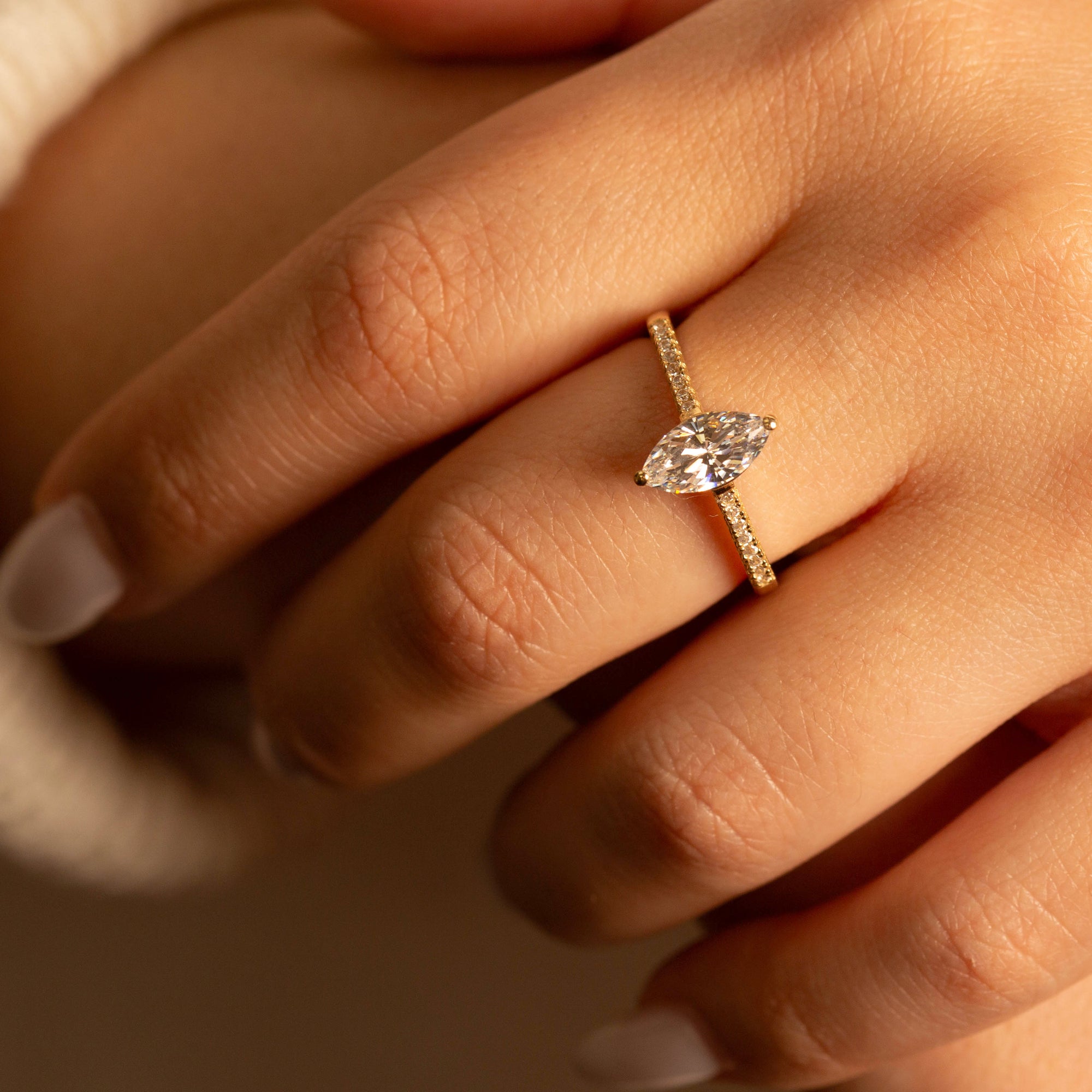 14K Gold Marquise Cut Lab-Grown Diamond Engagement Ring 1.13cts, view 2