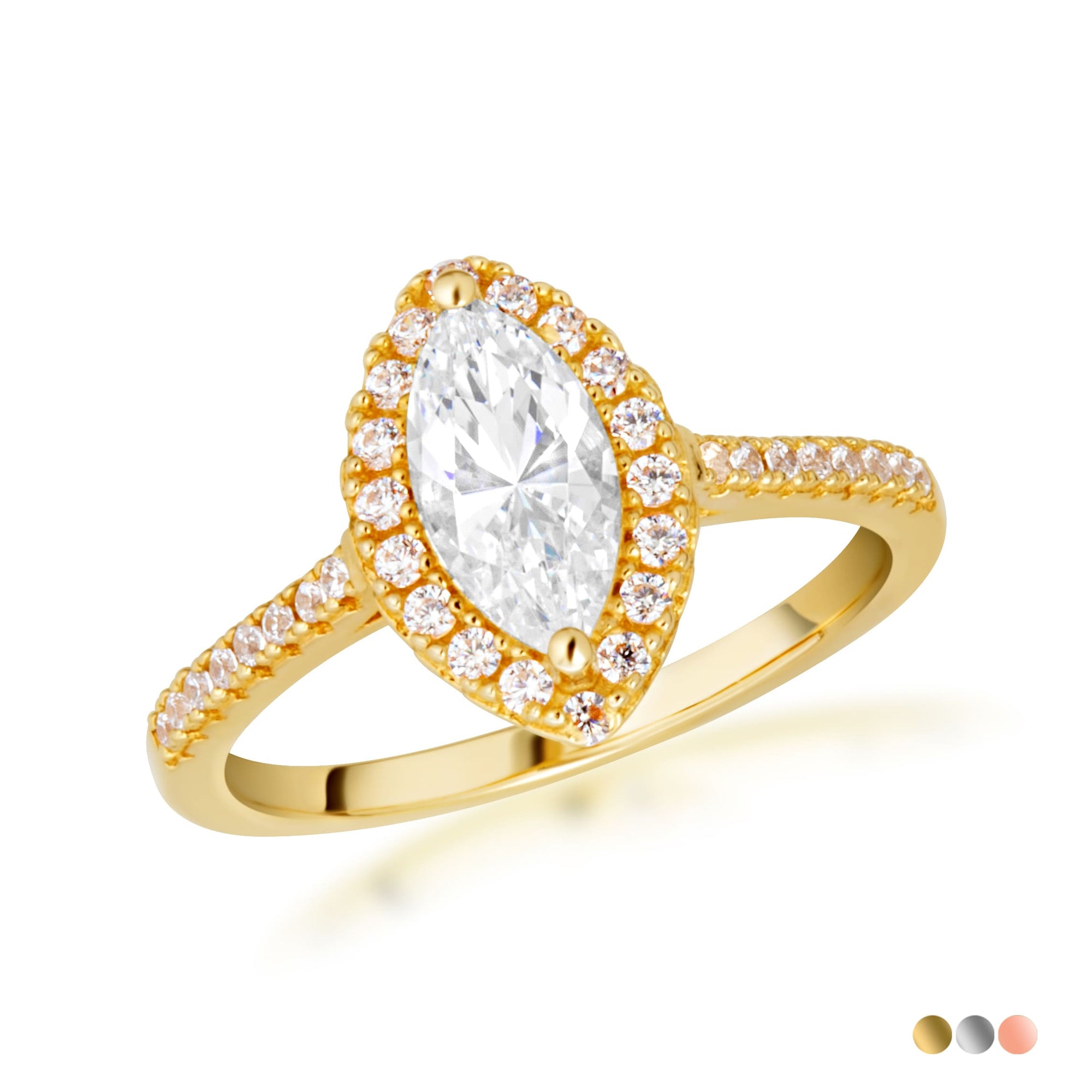 14K Gold Marquise Cut Lab-Grown Diamond Halo Engagement Ring