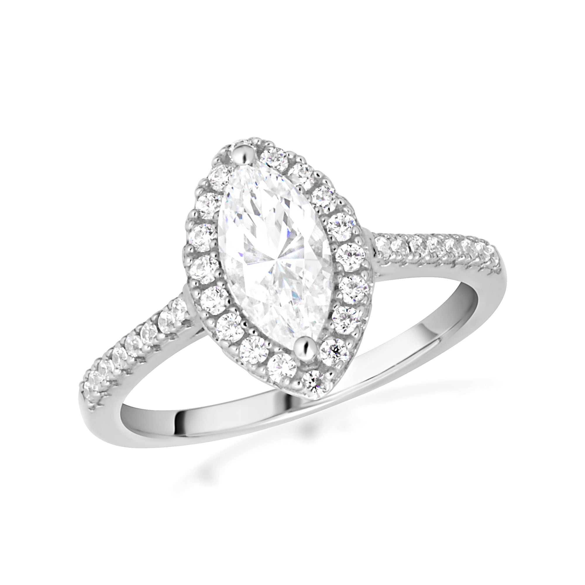 14K Gold Marquise Cut Lab-Grown Diamond Halo Engagement Ring, view 5