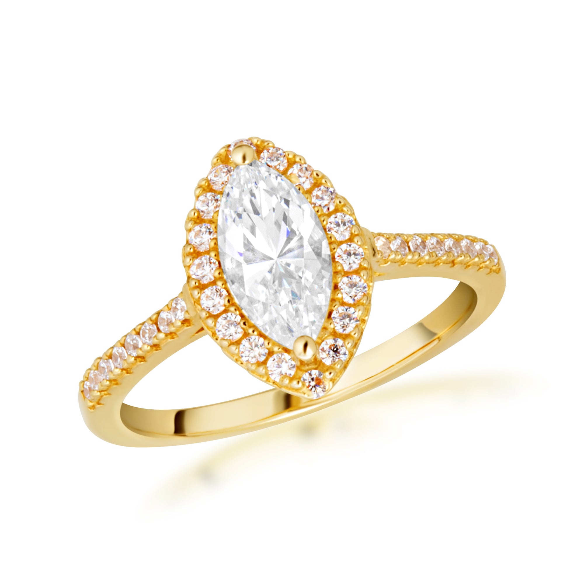 14K Gold Marquise Cut Lab-Grown Diamond Halo Engagement Ring, view 6