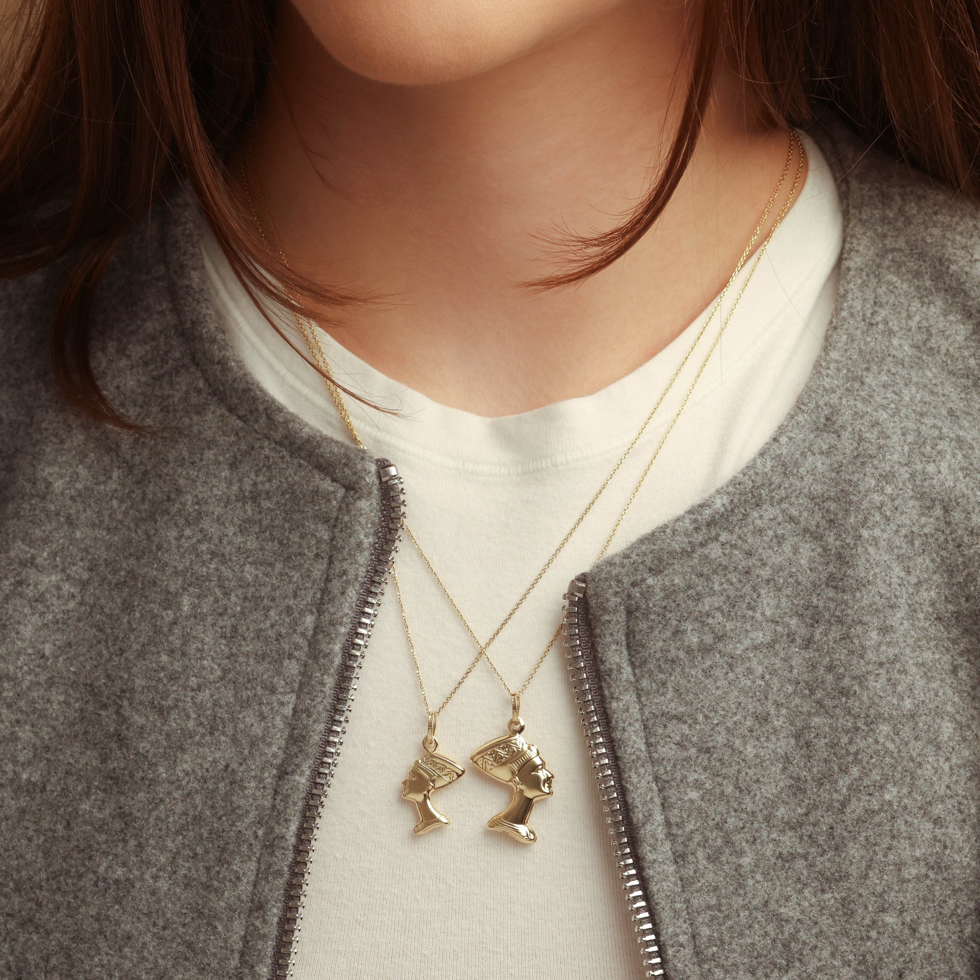 14K Gold Nefertiti Necklace - Egyptian Jewelry, view 2