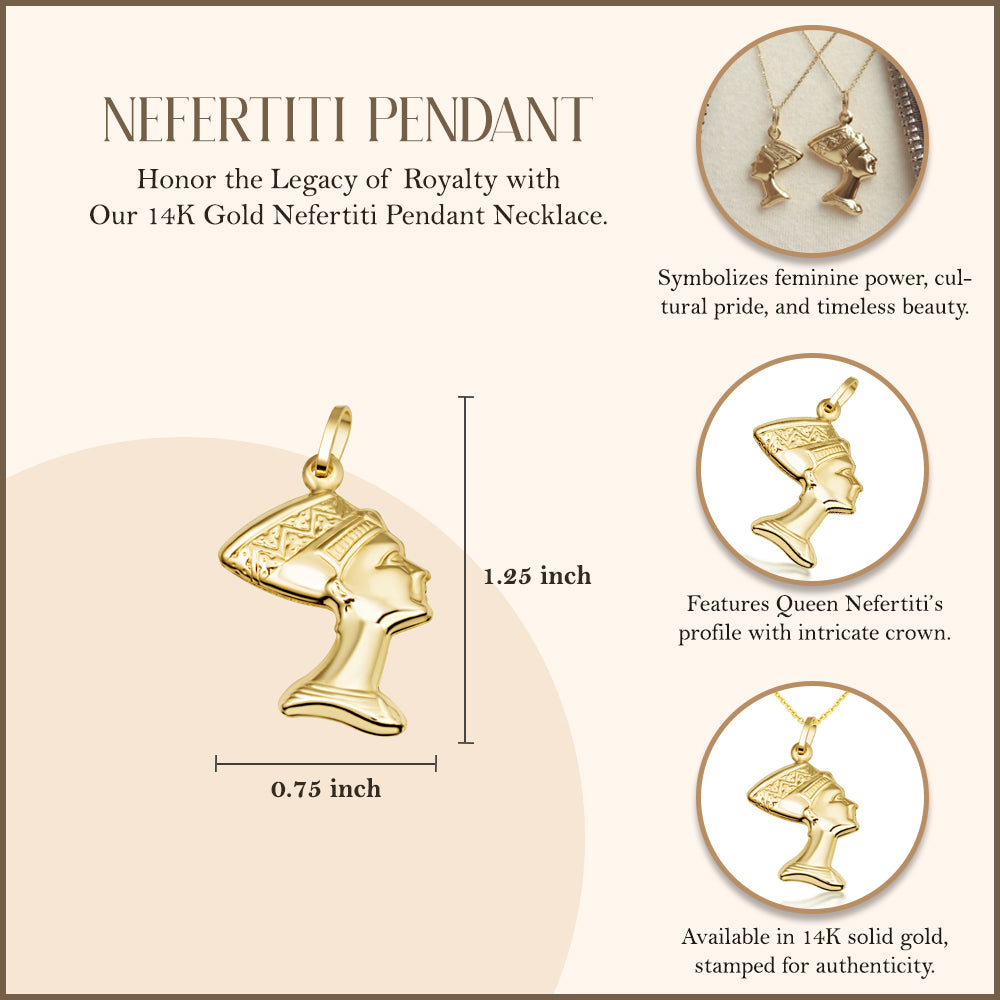 14K Gold Nefertiti Necklace - Egyptian Jewelry, view 3