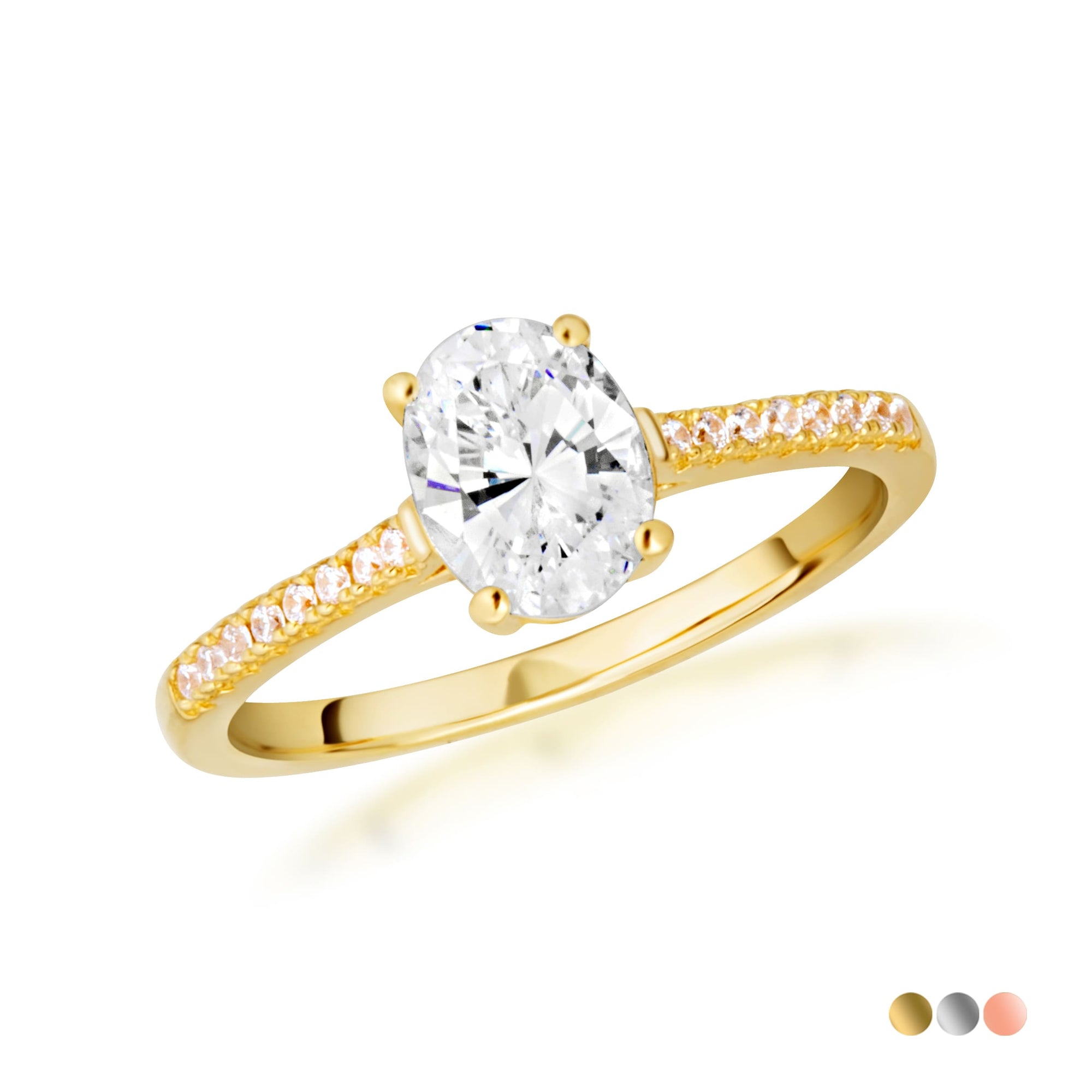 14K Gold Oval Cut Lab-Grown Diamond Engagement Ring 1.13cts