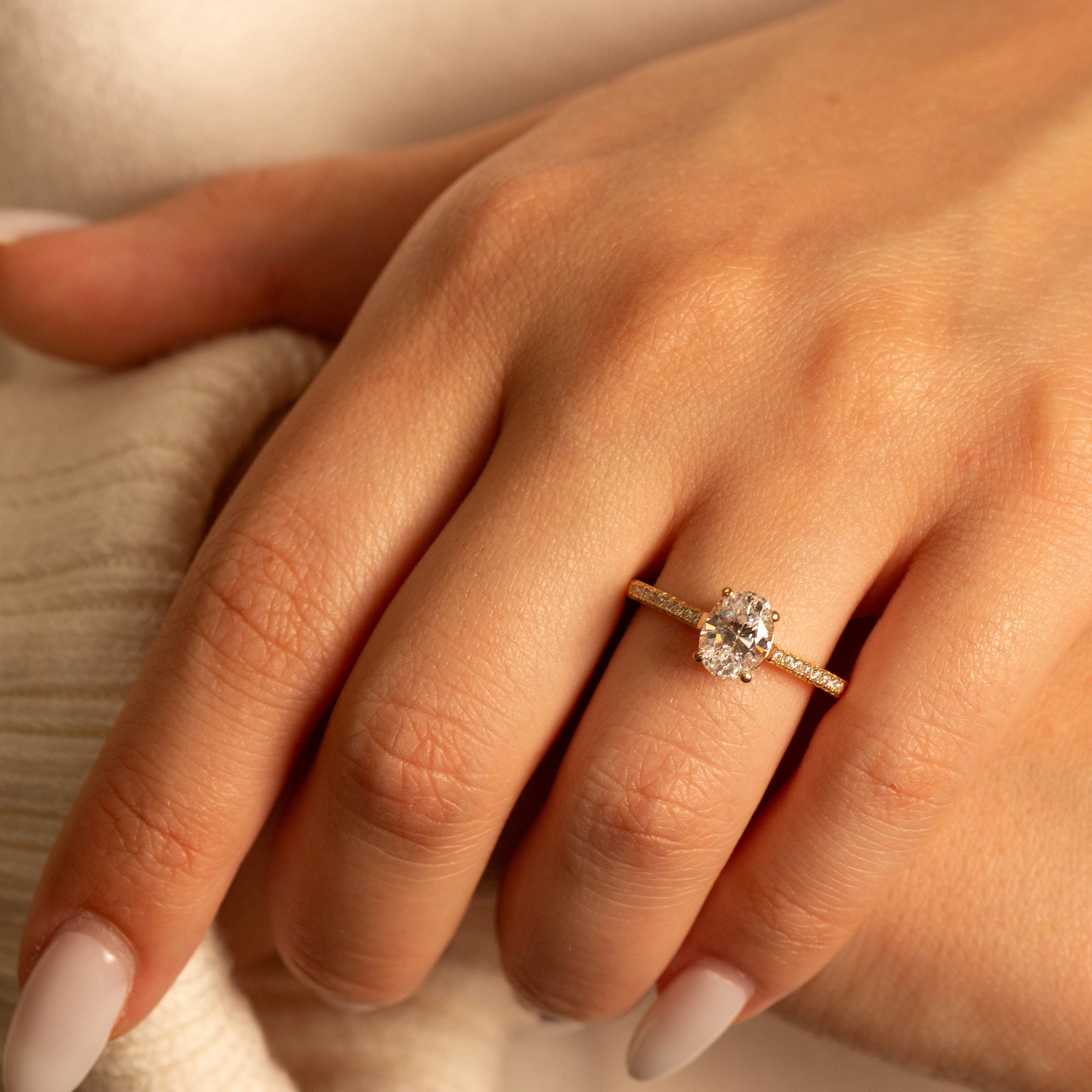 14K Gold Oval Cut Lab-Grown Diamond Engagement Ring 1.13cts, view 2