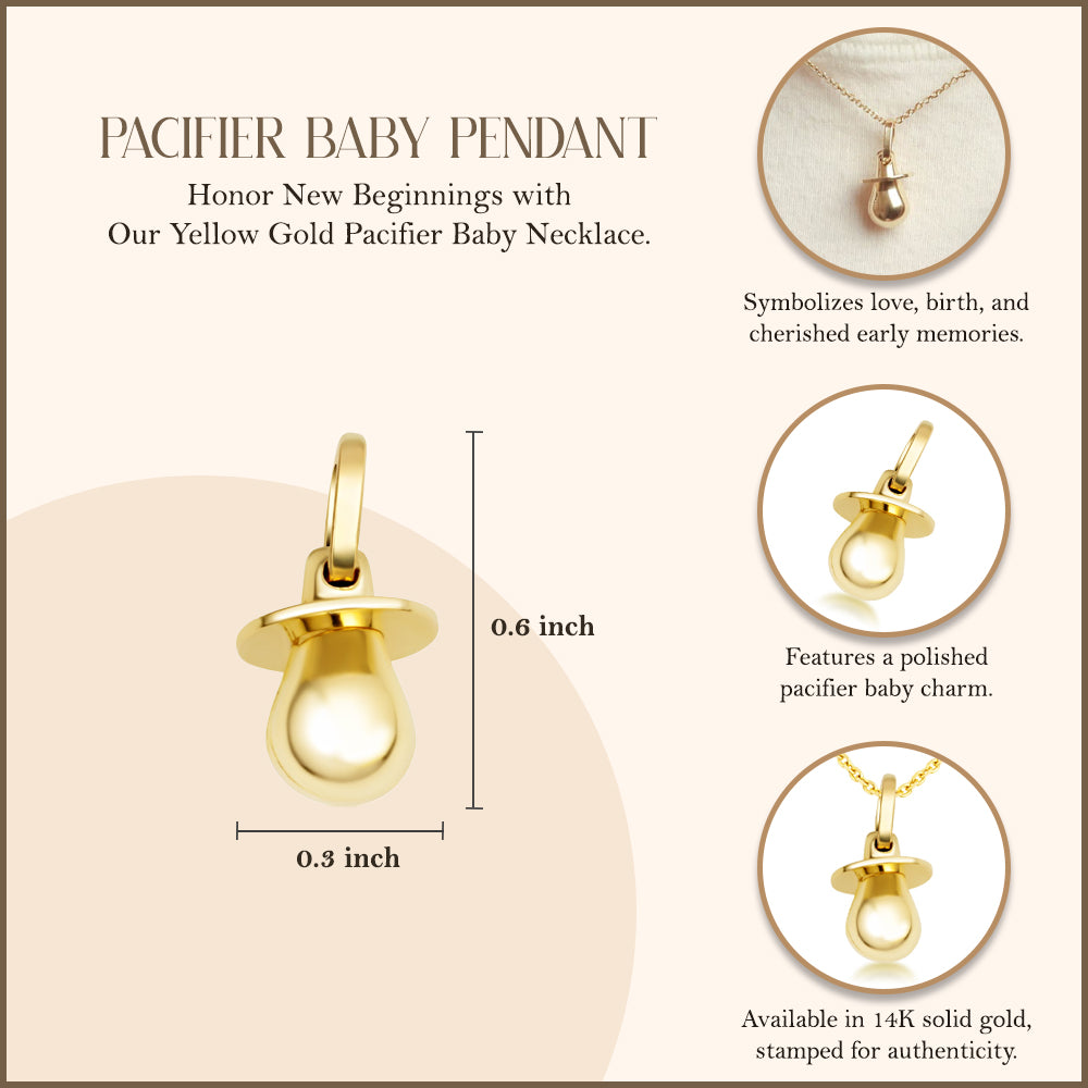 14K Gold Pacifier Baby Necklace, view 3