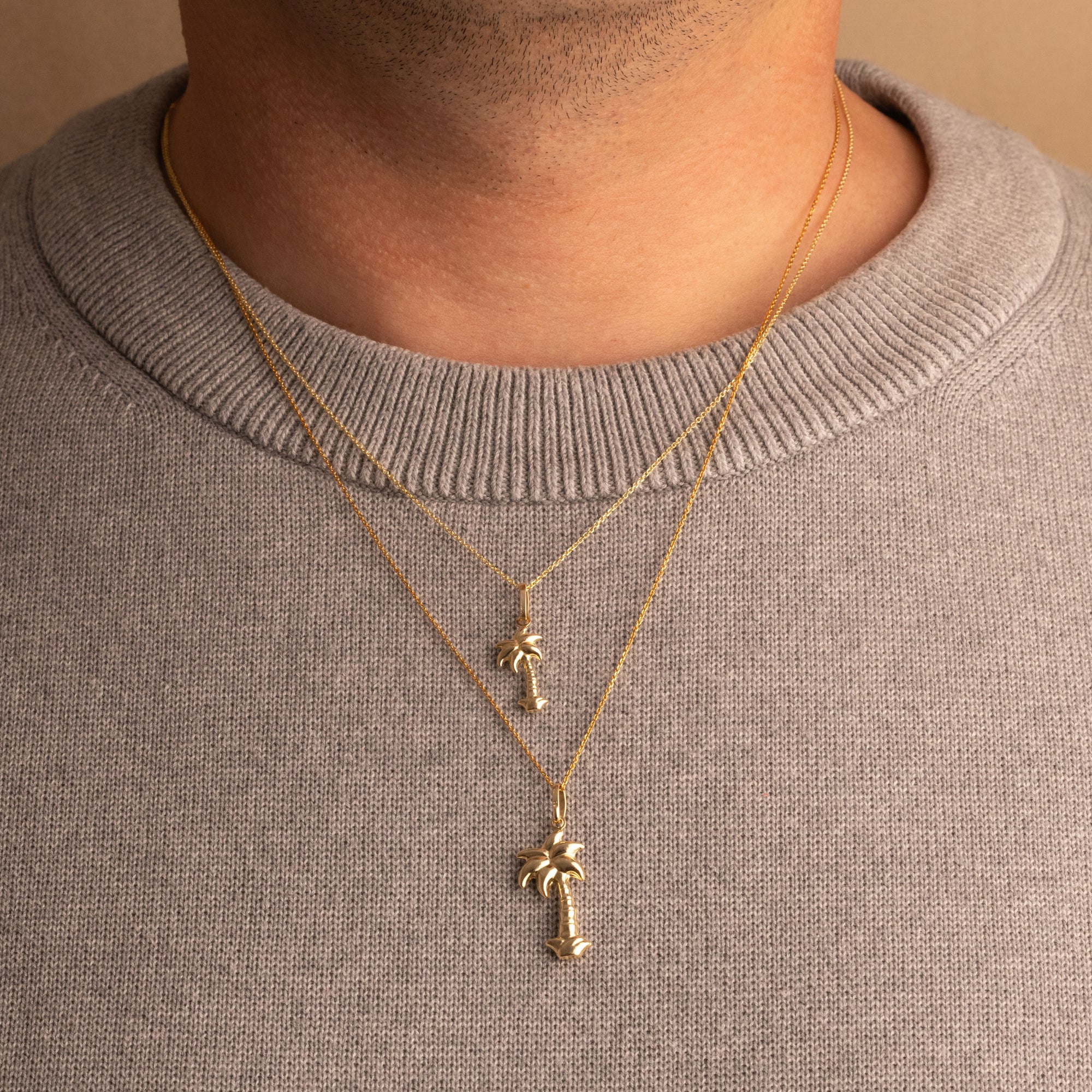 14K Gold Palm Tree Necklace, view 3
