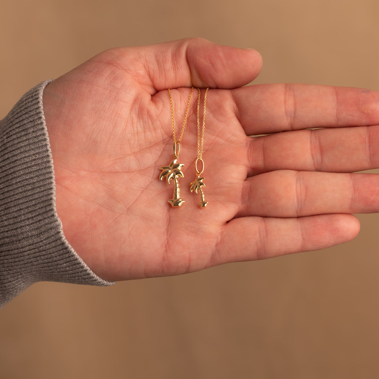 14K Gold Palm Tree Necklace, view 4