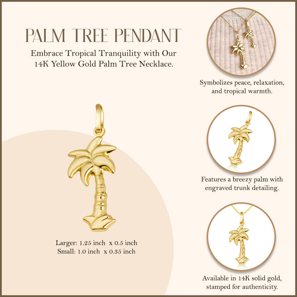14K Gold Palm Tree Necklace, view 5