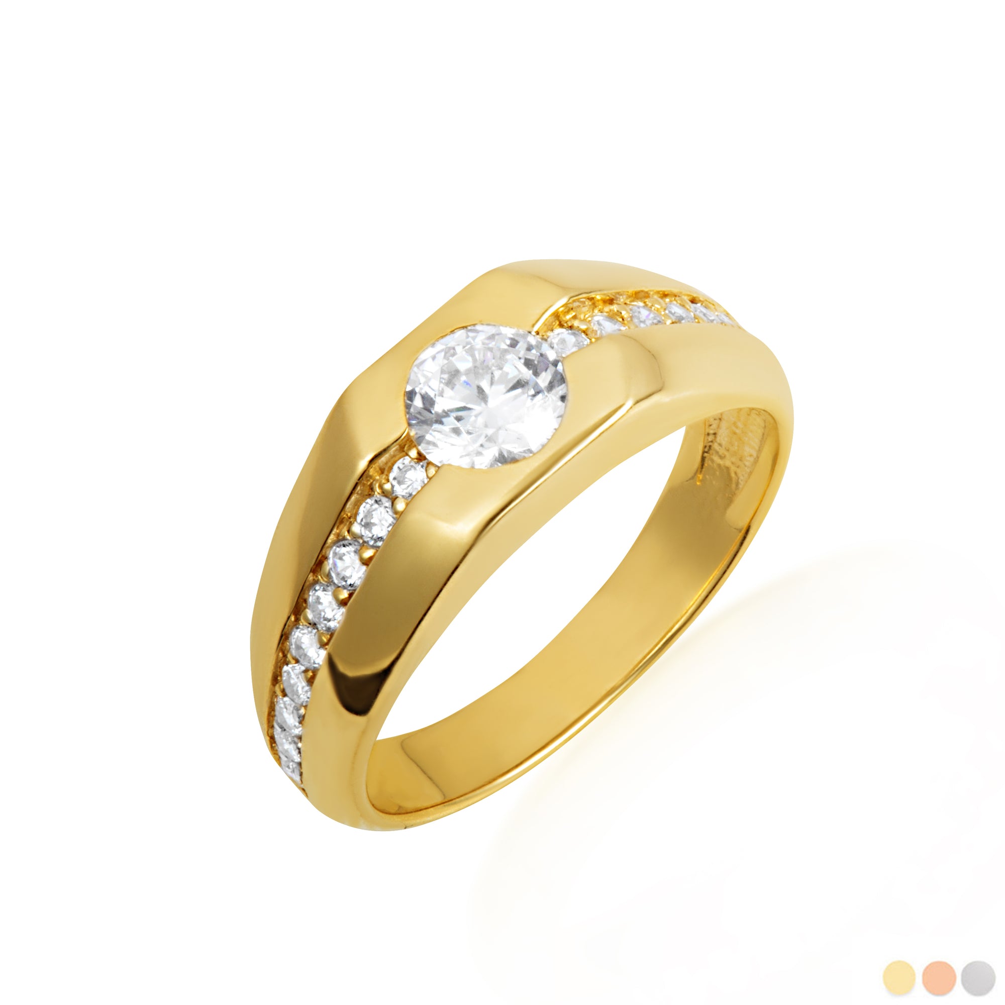 14K Gold Pave Set Lab-Grown Diamond Men's Ring