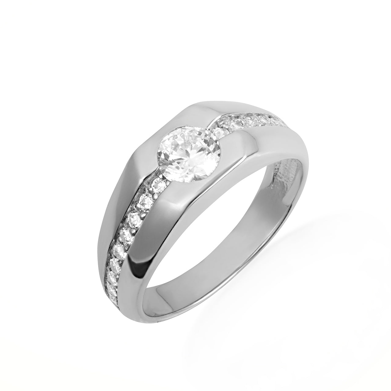 14K Gold Pave Set Lab-Grown Diamond Men's Ring, view 4