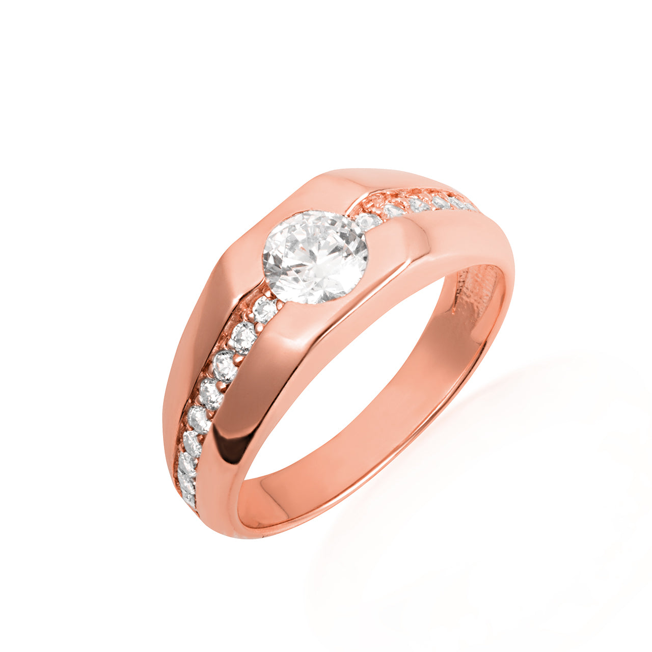 14K Gold Pave Set Lab-Grown Diamond Men's Ring, view 5
