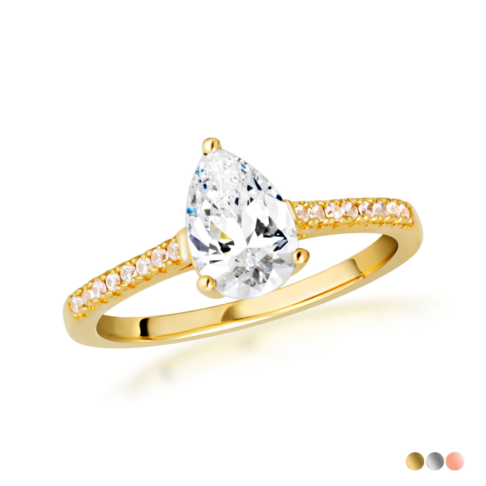 14K Gold Pear Cut Lab-Grown Diamond Engagement Ring 1.13cts