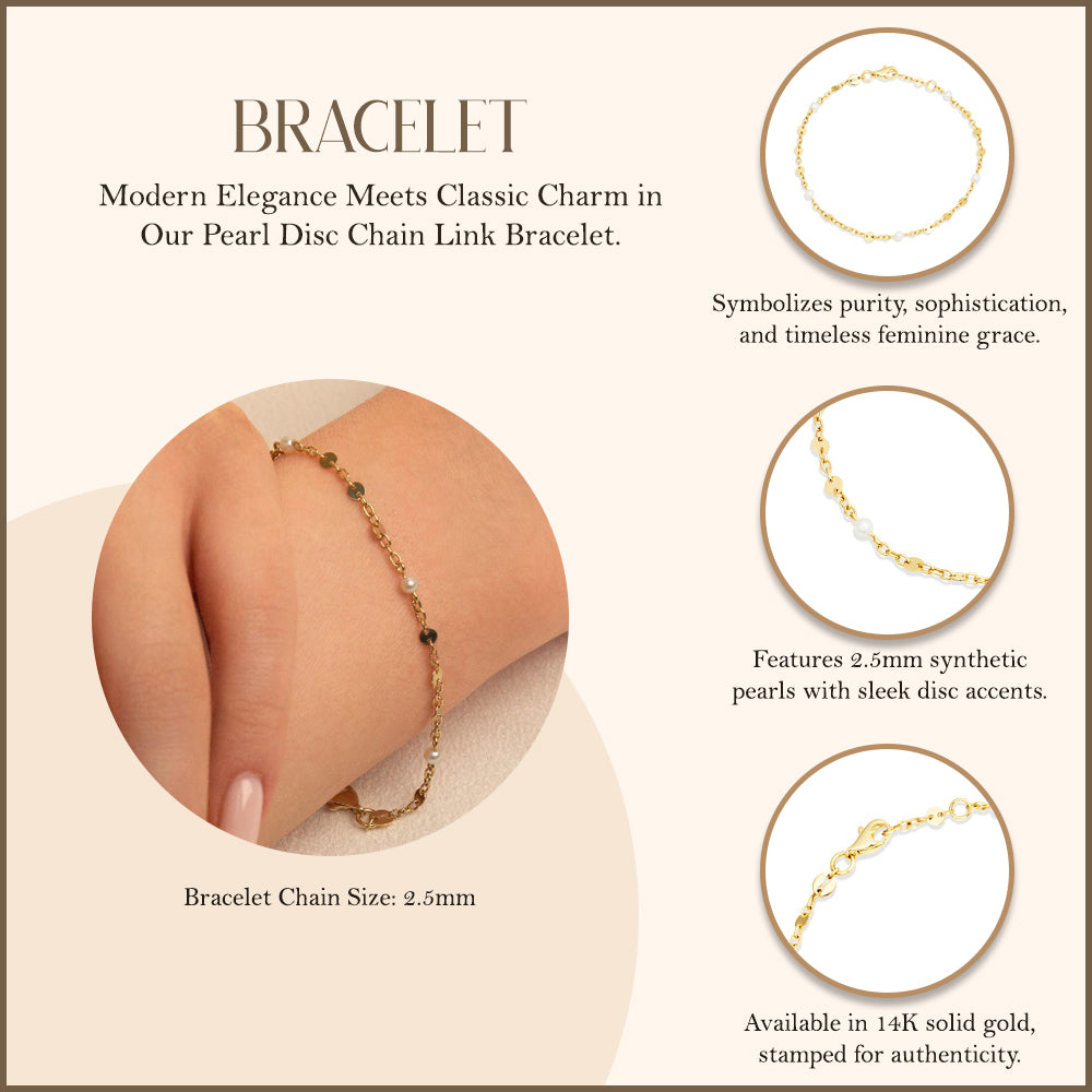 14K Gold Pearl Bracelet, view 3