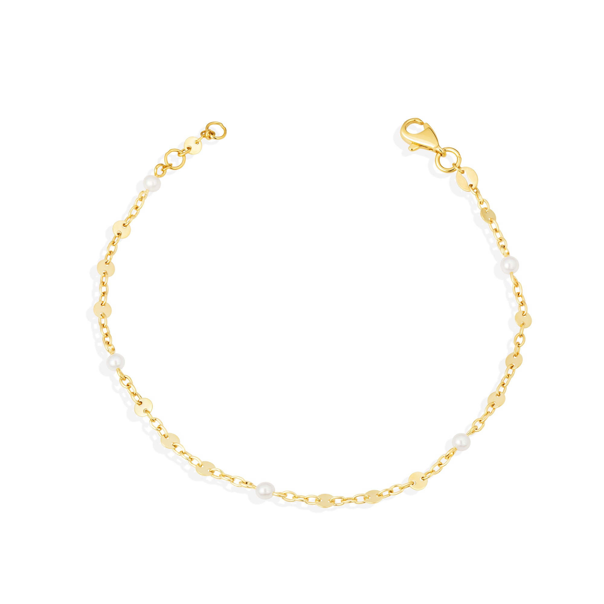 14K Gold Pearl Bracelet, view 4