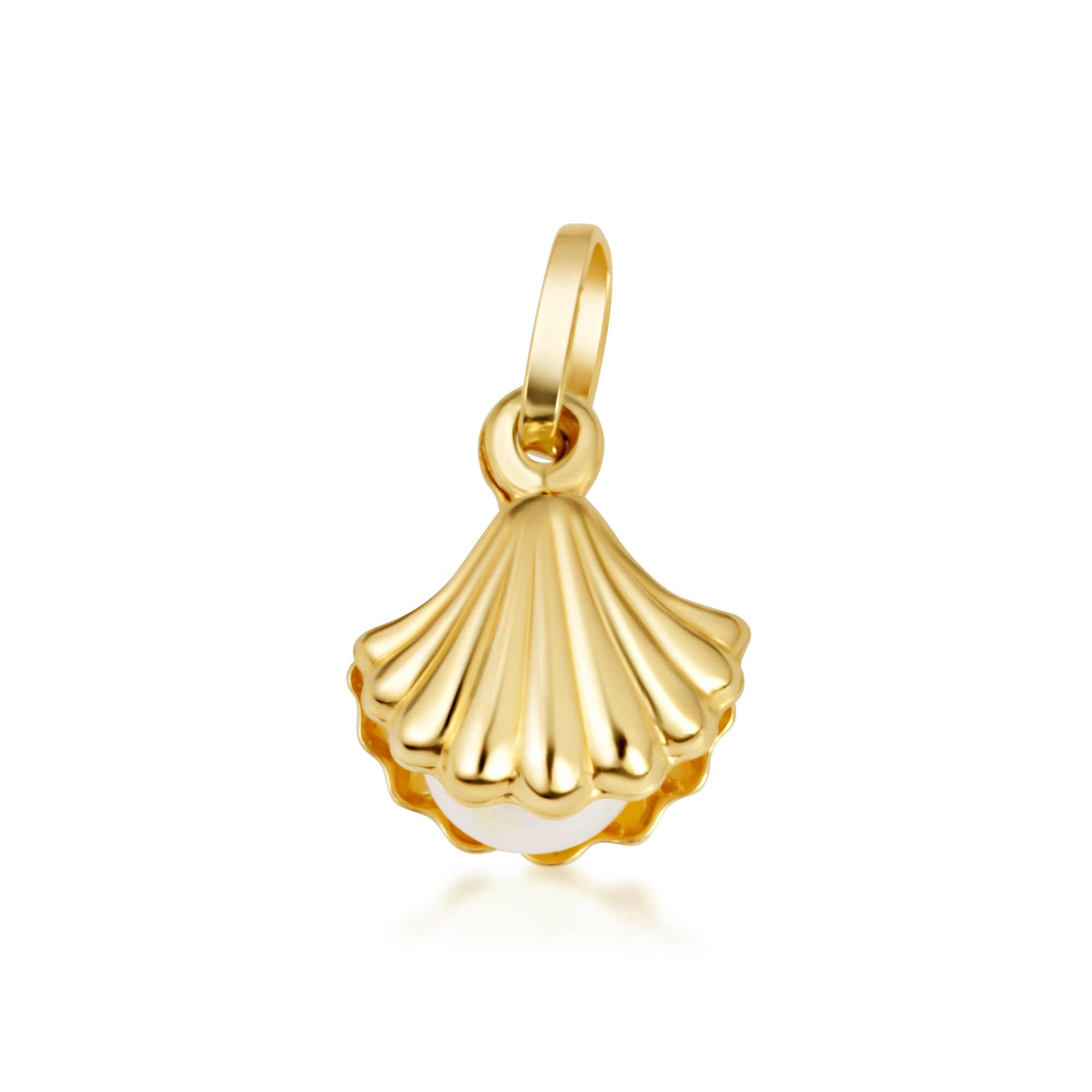 14K Gold Pearl Seashell Necklace