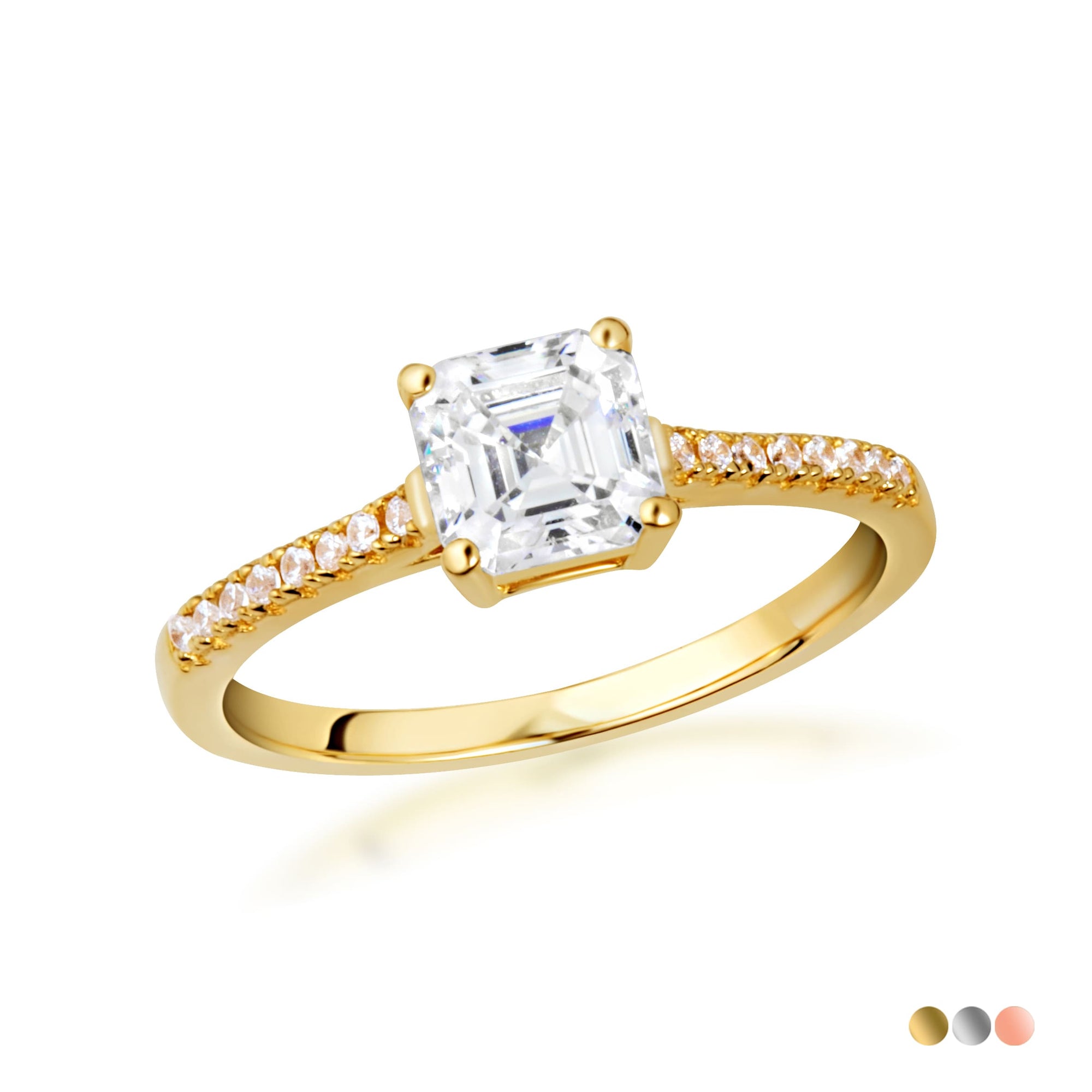 14K Gold Princess Cut Lab-Grown Diamond Engagement Ring 1.13cts
