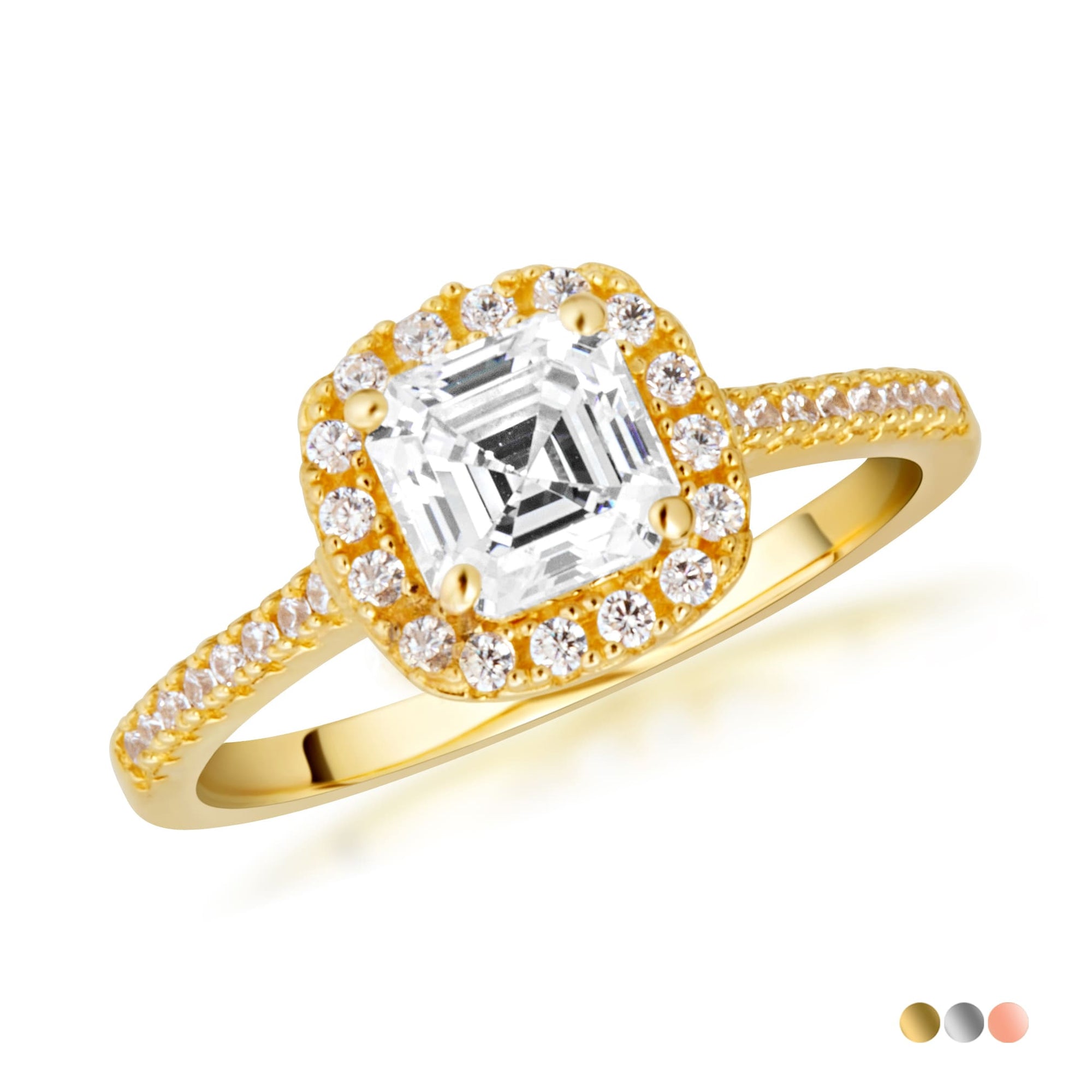 14K Gold Princess Cut Lab-Grown Diamond Halo Engagement Ring