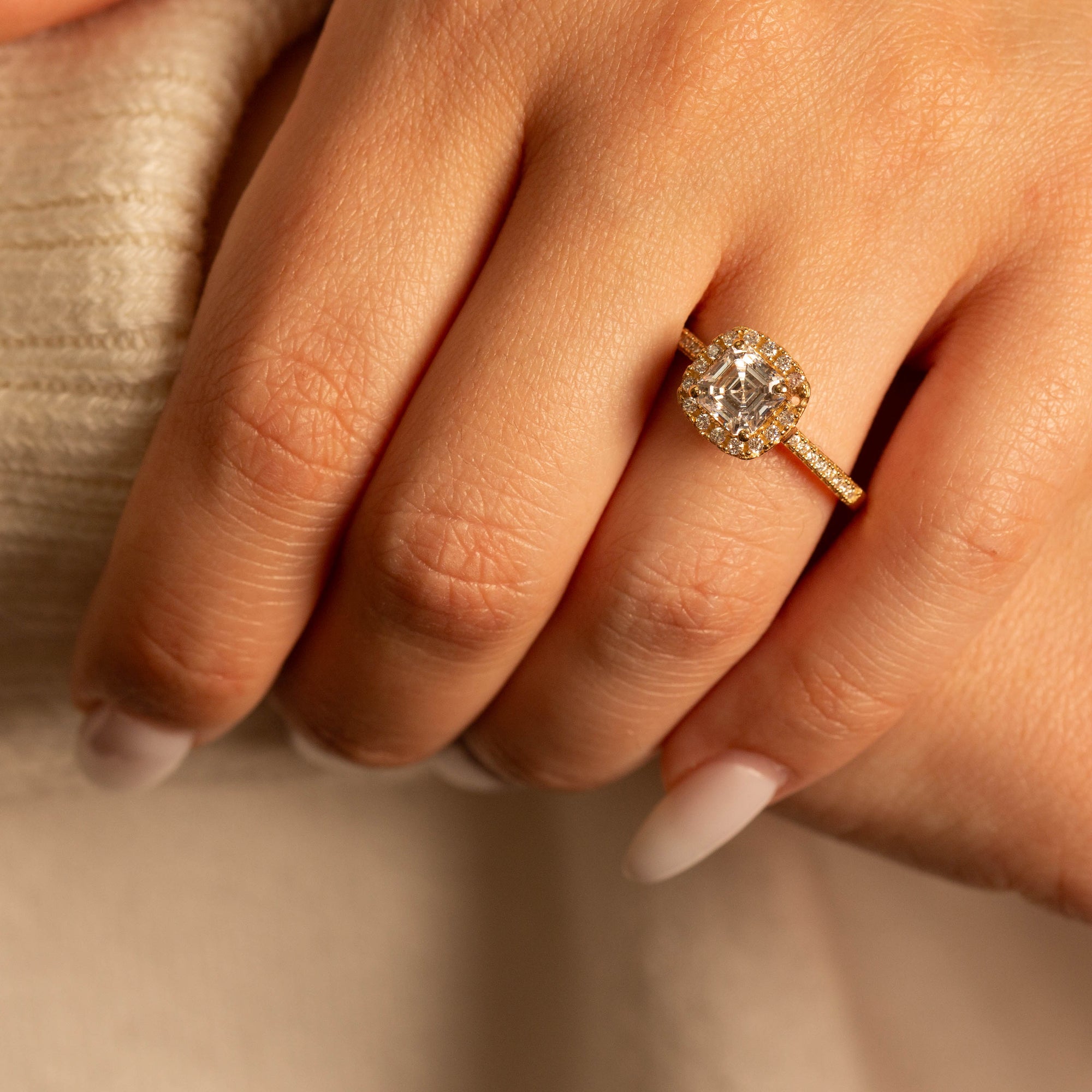 14K Gold Princess Cut Lab-Grown Diamond Halo Engagement Ring, view 2