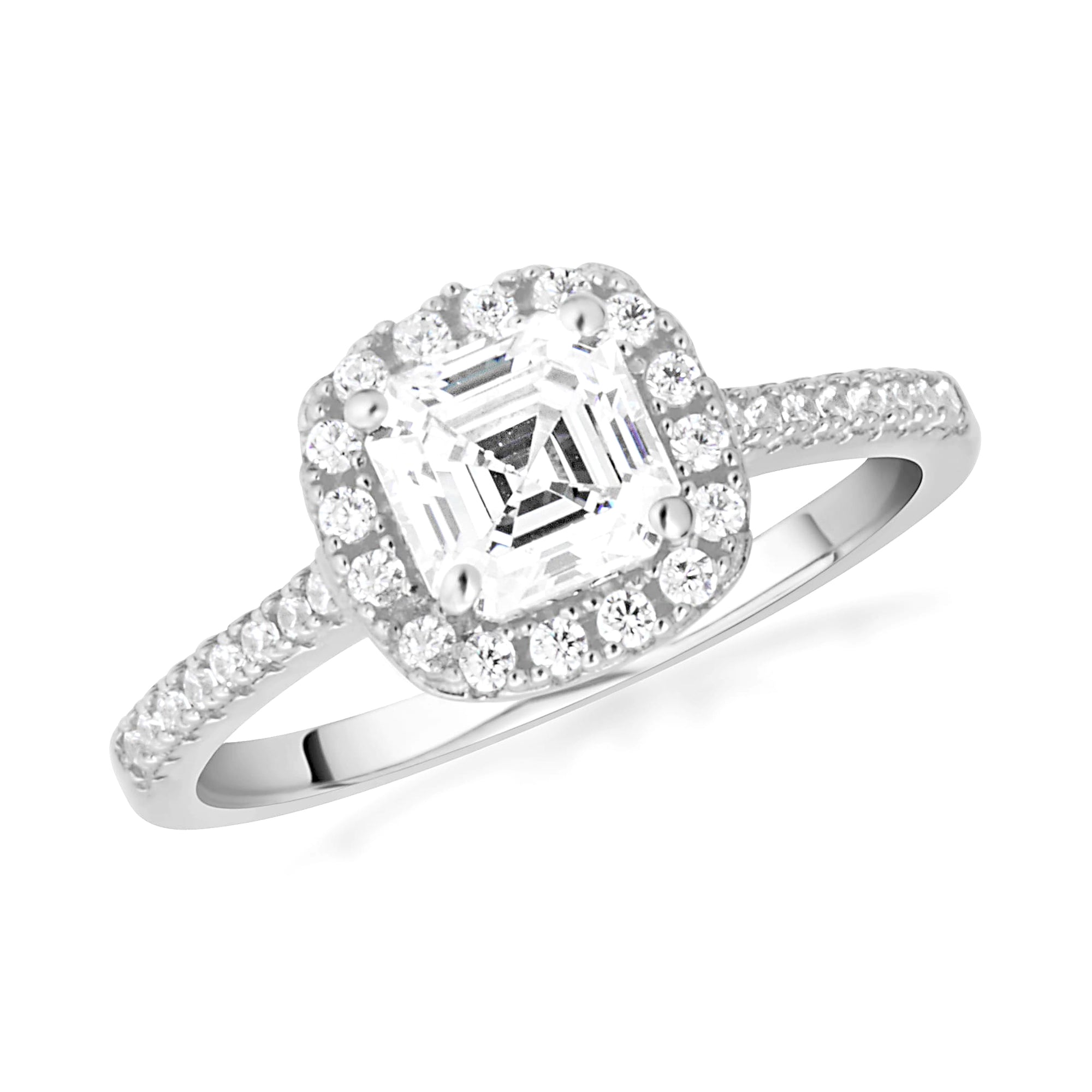 14K Gold Princess Cut Lab-Grown Diamond Halo Engagement Ring, view 4
