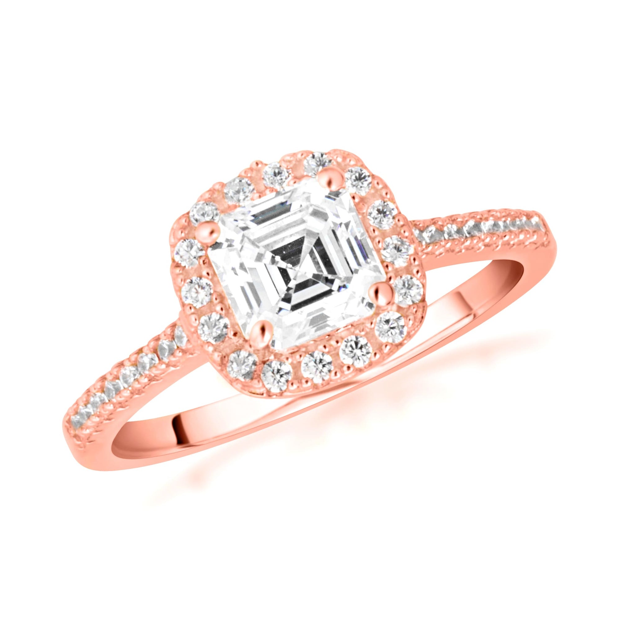 14K Gold Princess Cut Lab-Grown Diamond Halo Engagement Ring, view 5