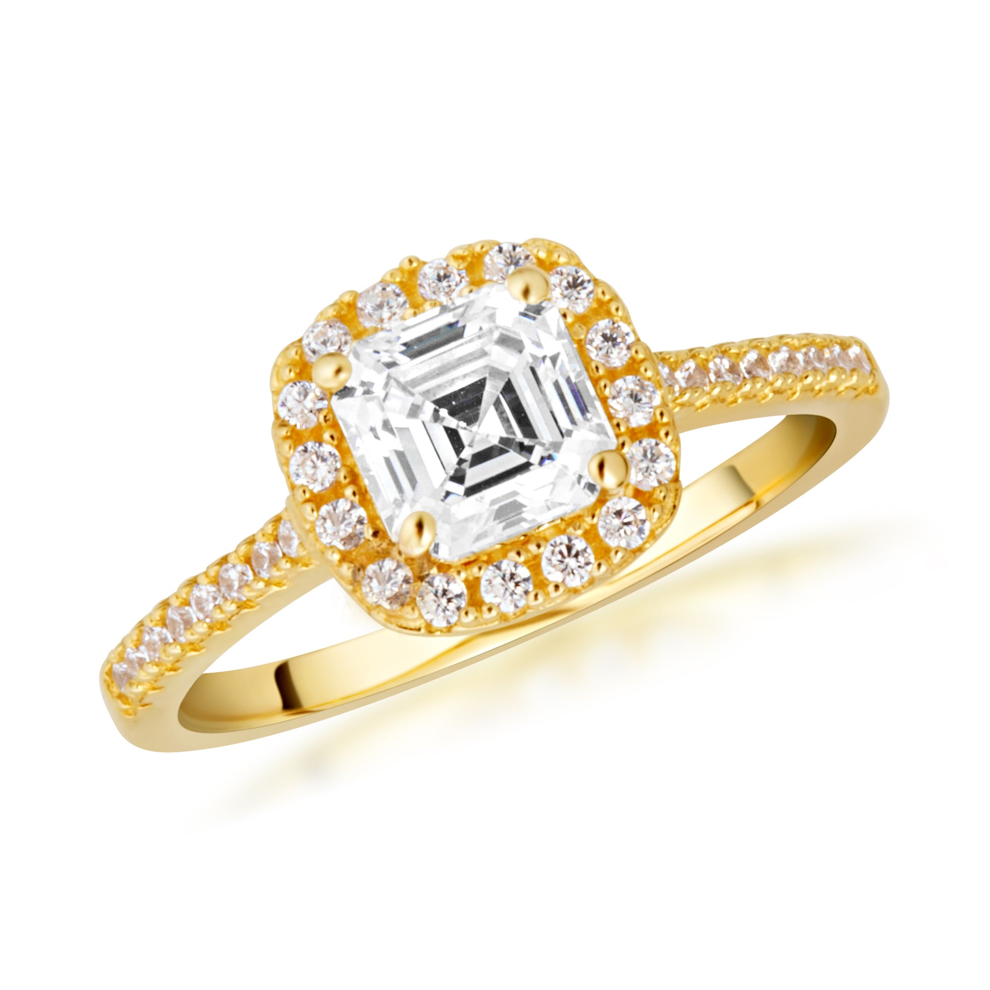 14K Gold Princess Cut Lab-Grown Diamond Halo Engagement Ring, view 6