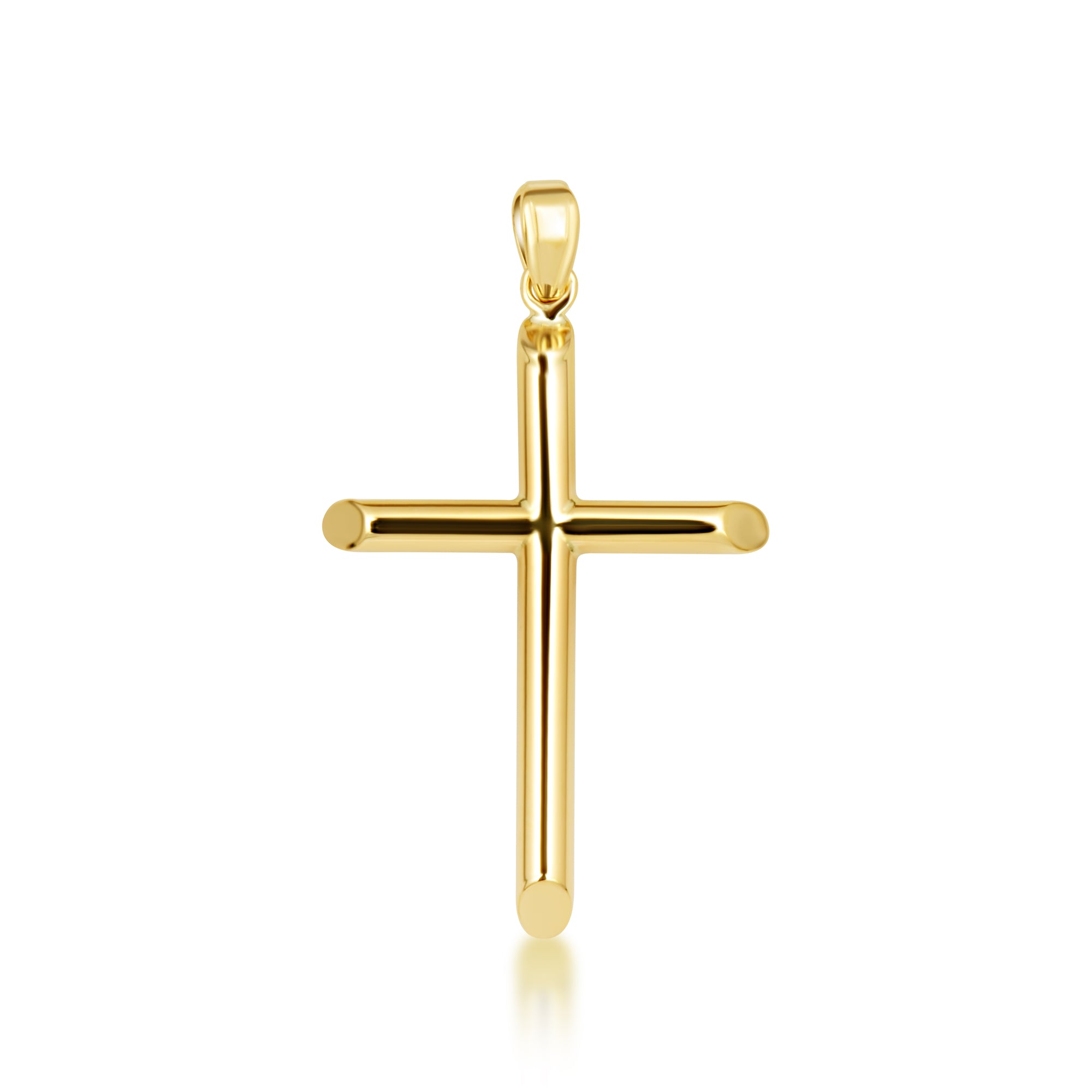 14K Gold Religious Cross Crucifix Tube Pendant Necklace, view 5