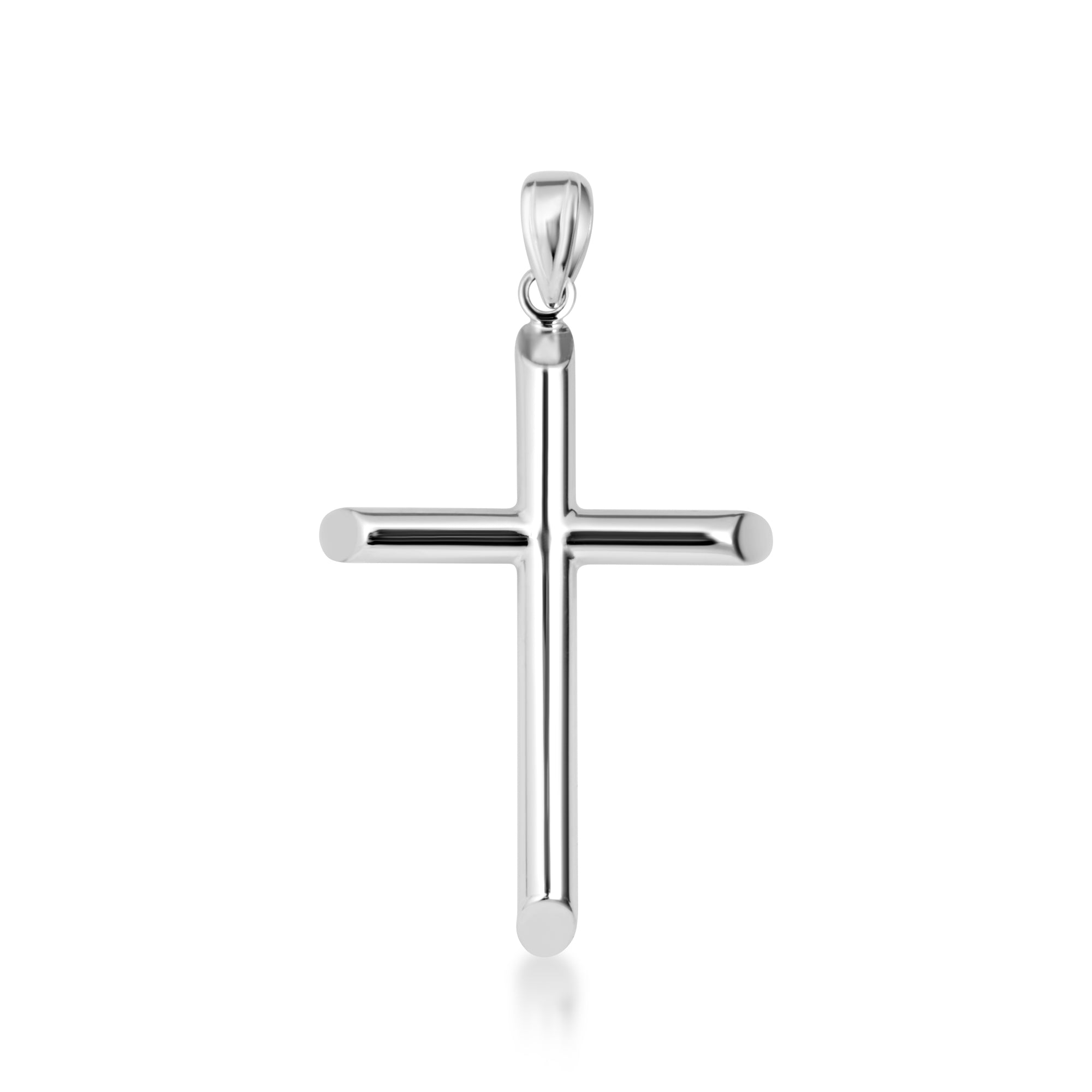 14K Gold Religious Cross Crucifix Tube Pendant Necklace, view 6