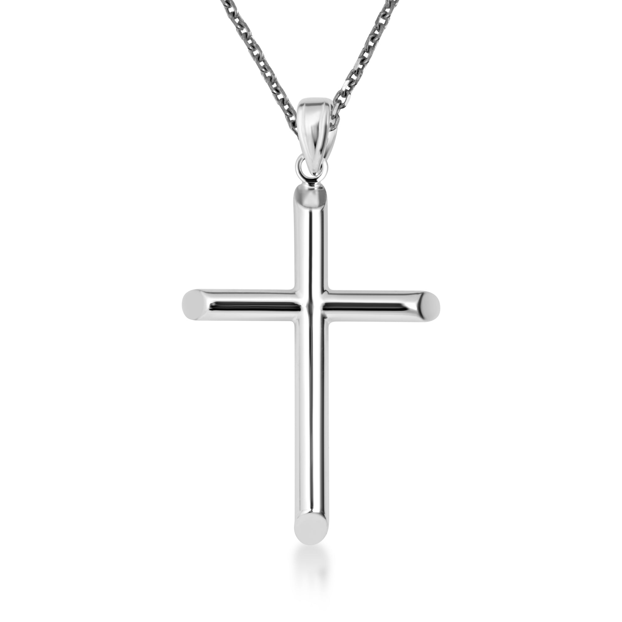 14K Gold Religious Cross Crucifix Tube Pendant Necklace, view 7