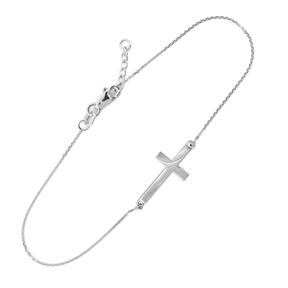 14K Gold Religious Sideways Cross Bracelet, view 3