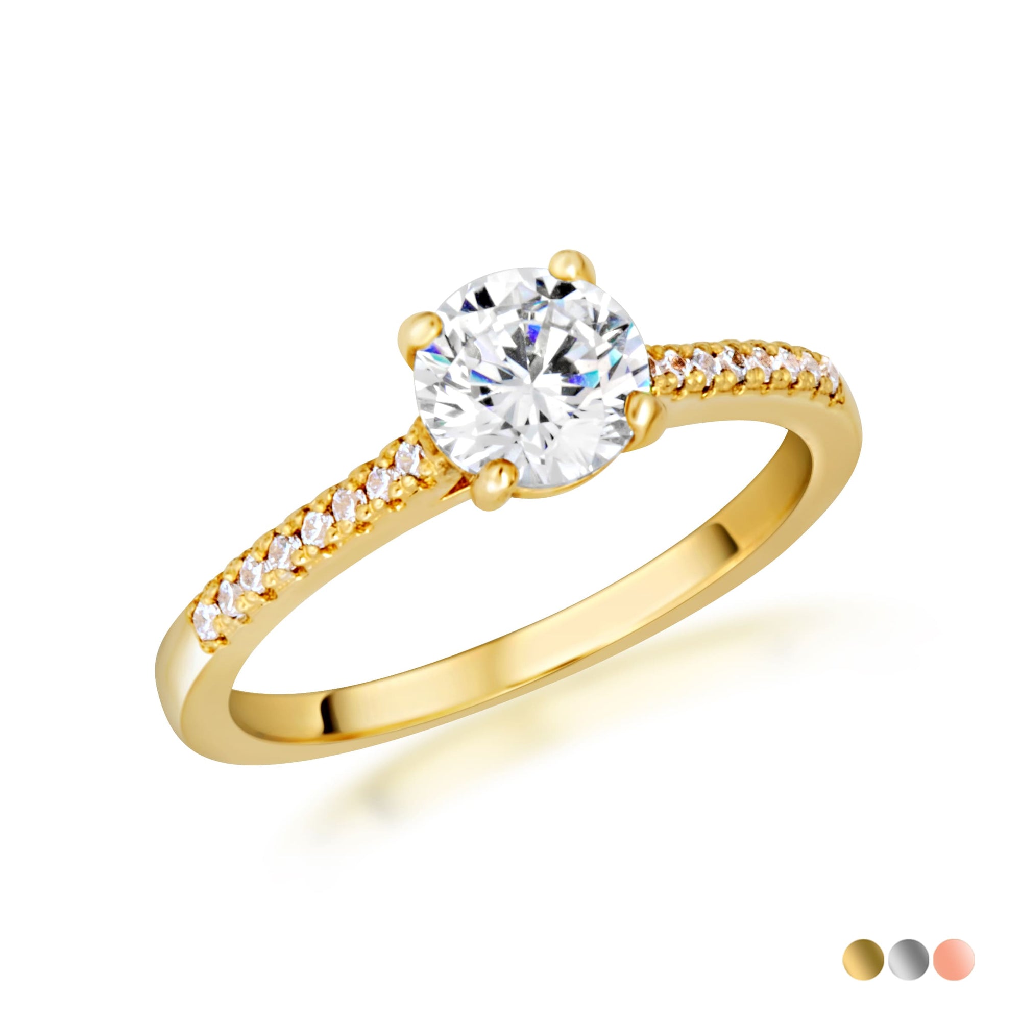 14K Gold Round Cut Lab-Grown Diamond Engagement Ring 1.13cts