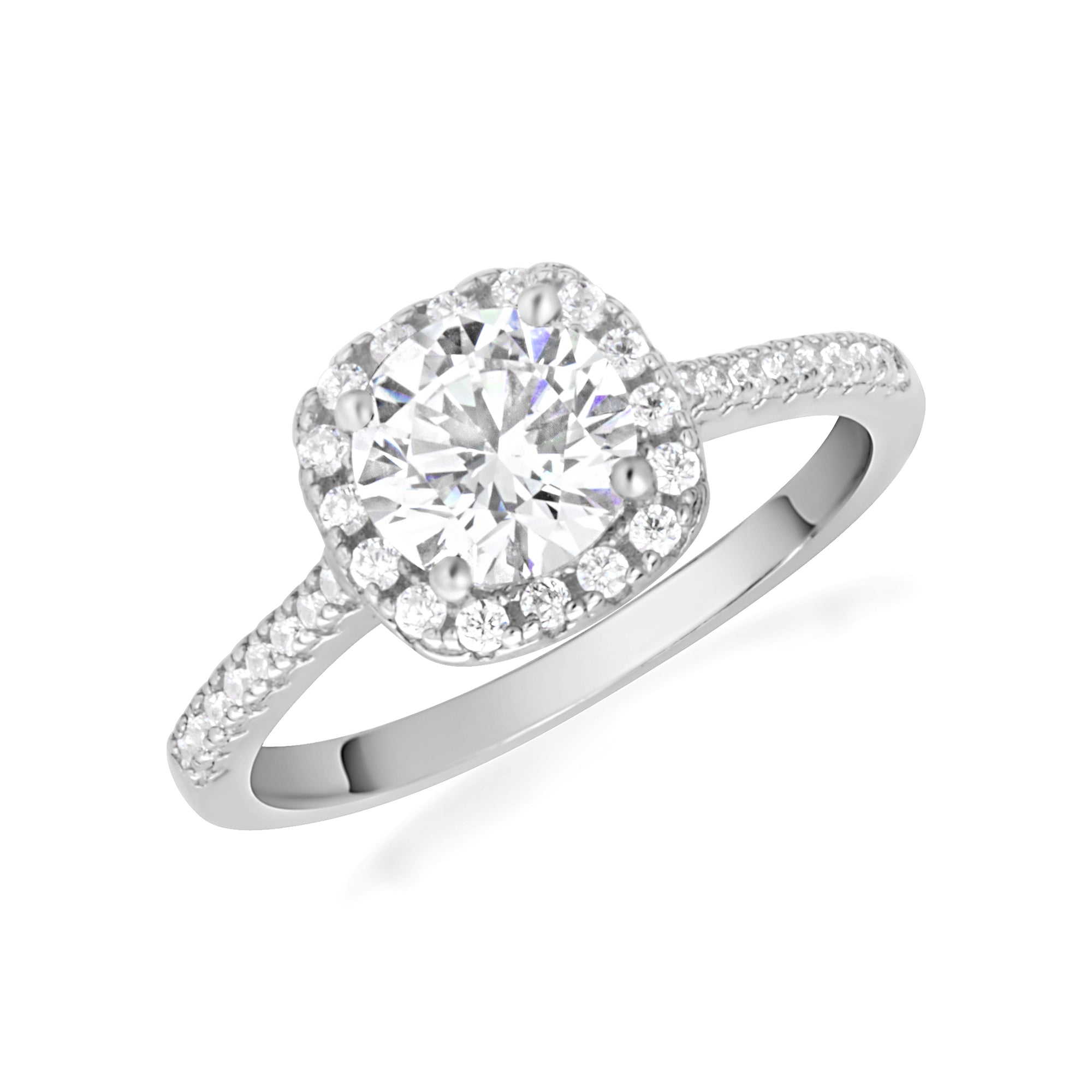 14K Gold Round Cut Lab-Grown Diamond Halo Engagement Ring, view 5