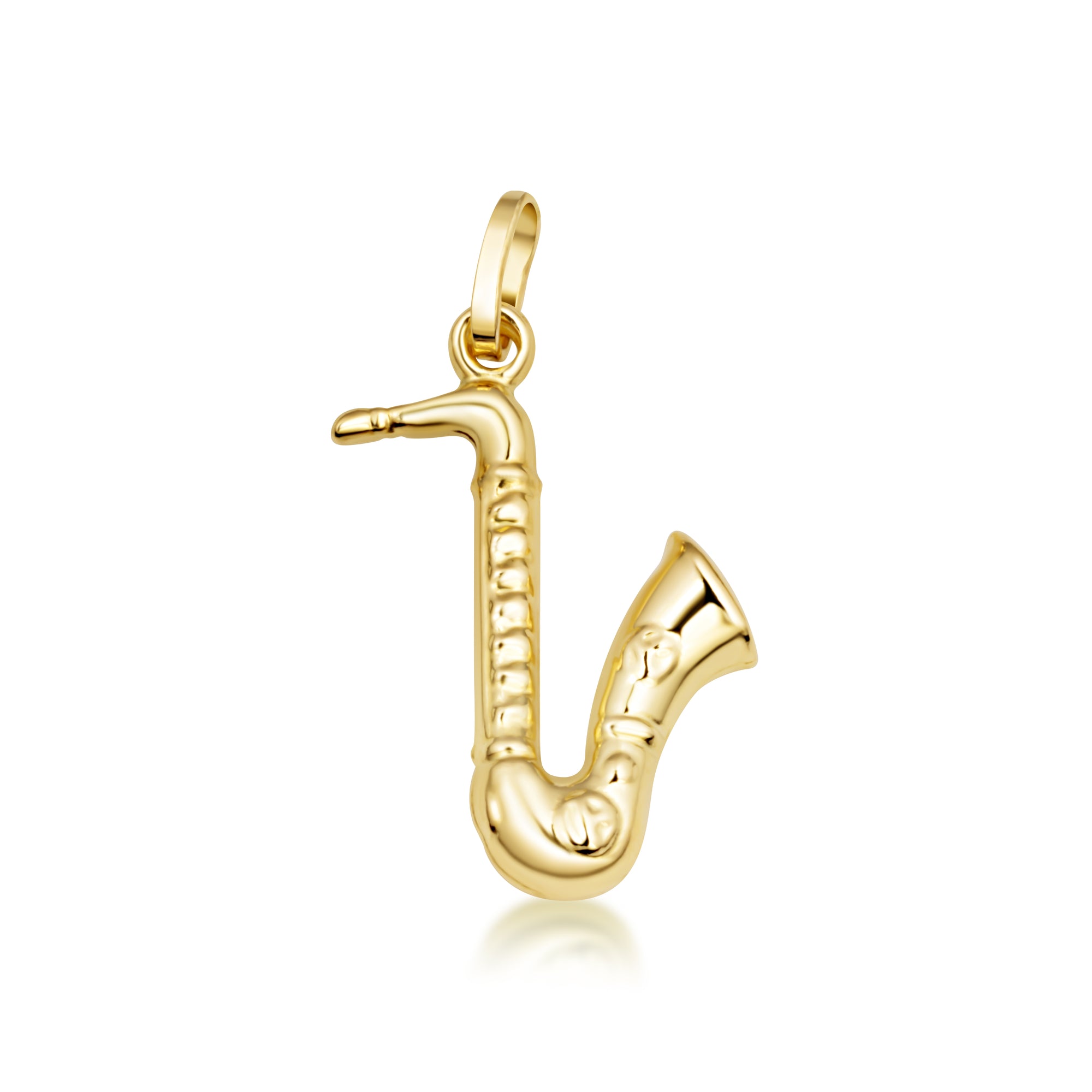14K Gold Saxophone Music Pendant Necklace