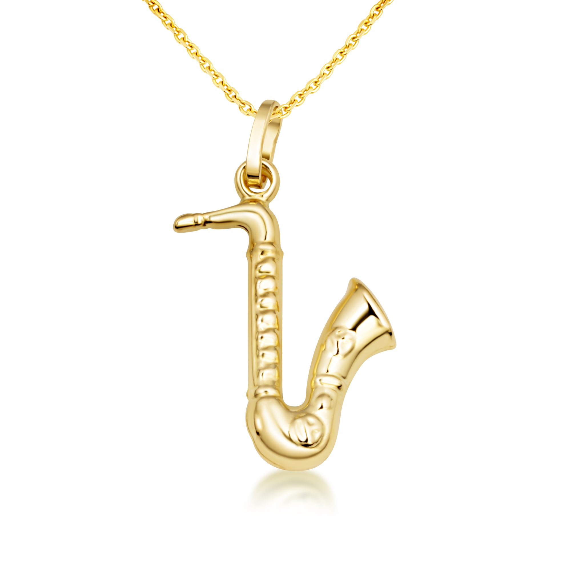 14K Gold Saxophone Music Pendant Necklace, view 5