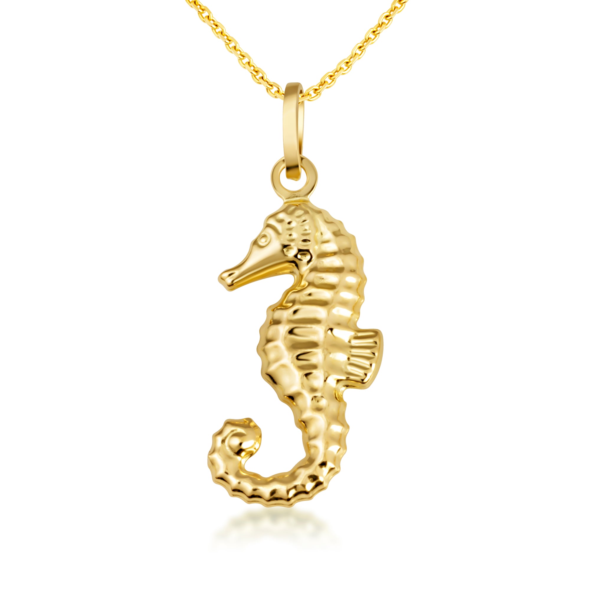 14K Gold Seahorse Necklace, view 4