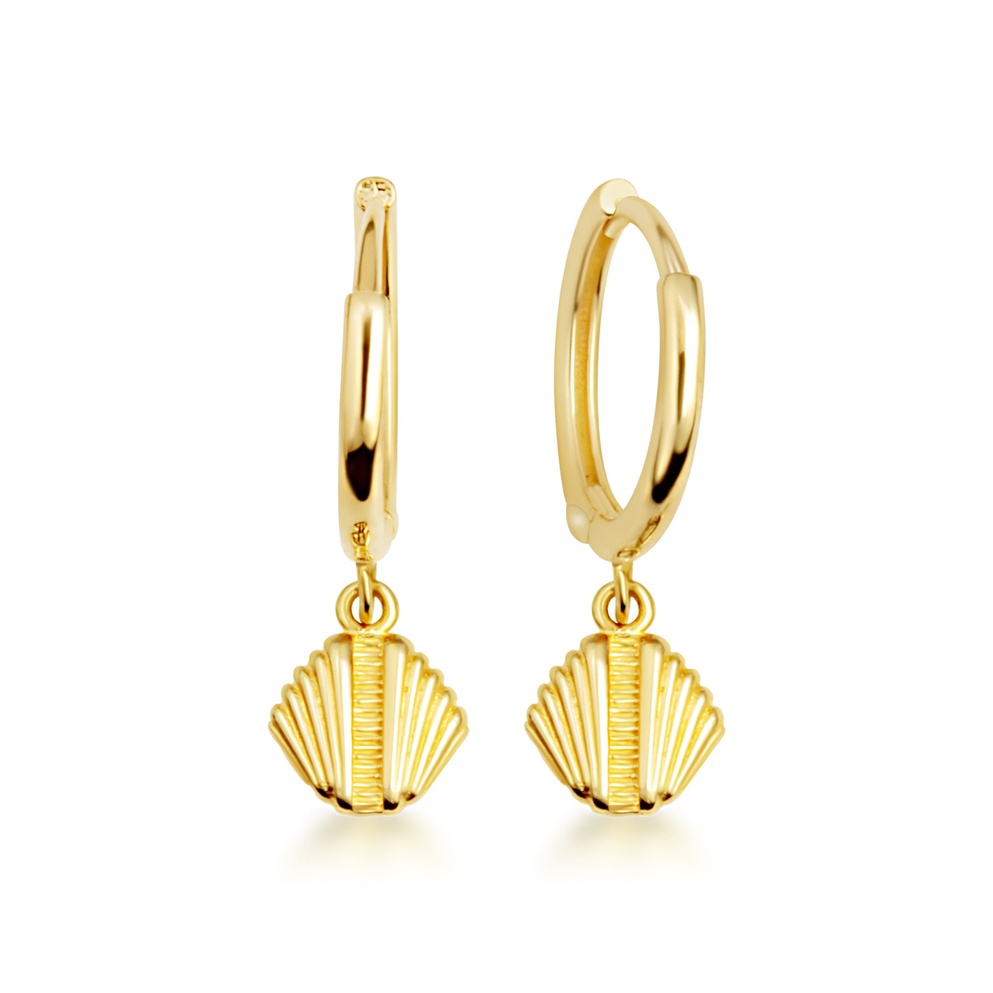 14K Gold Seashell Earrings