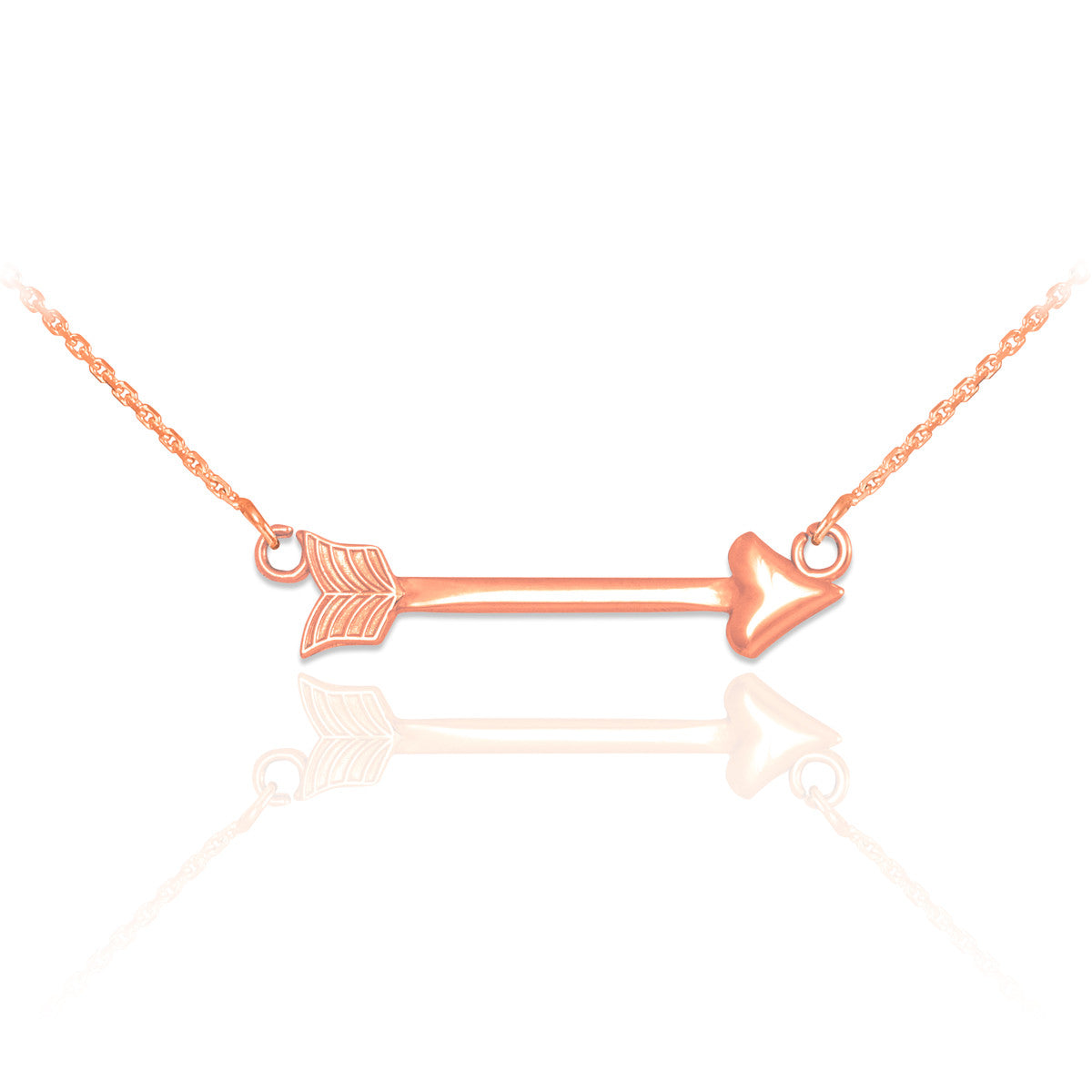 14K Gold Sideways Arrow Necklace, view 2