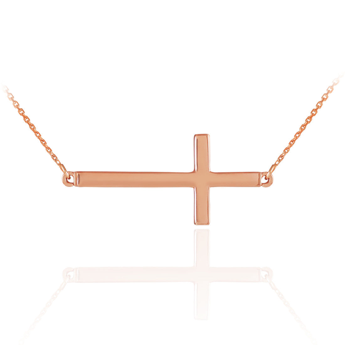 14K Gold Sideways Cross Faith Pendant Necklace, view 3