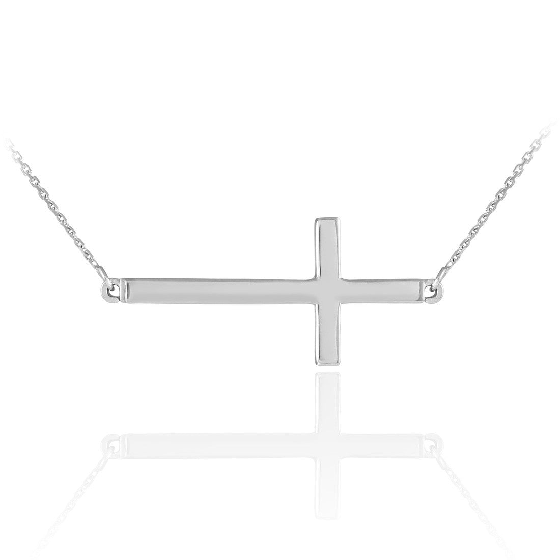 14K Gold Sideways Cross Faith Pendant Necklace, view 5