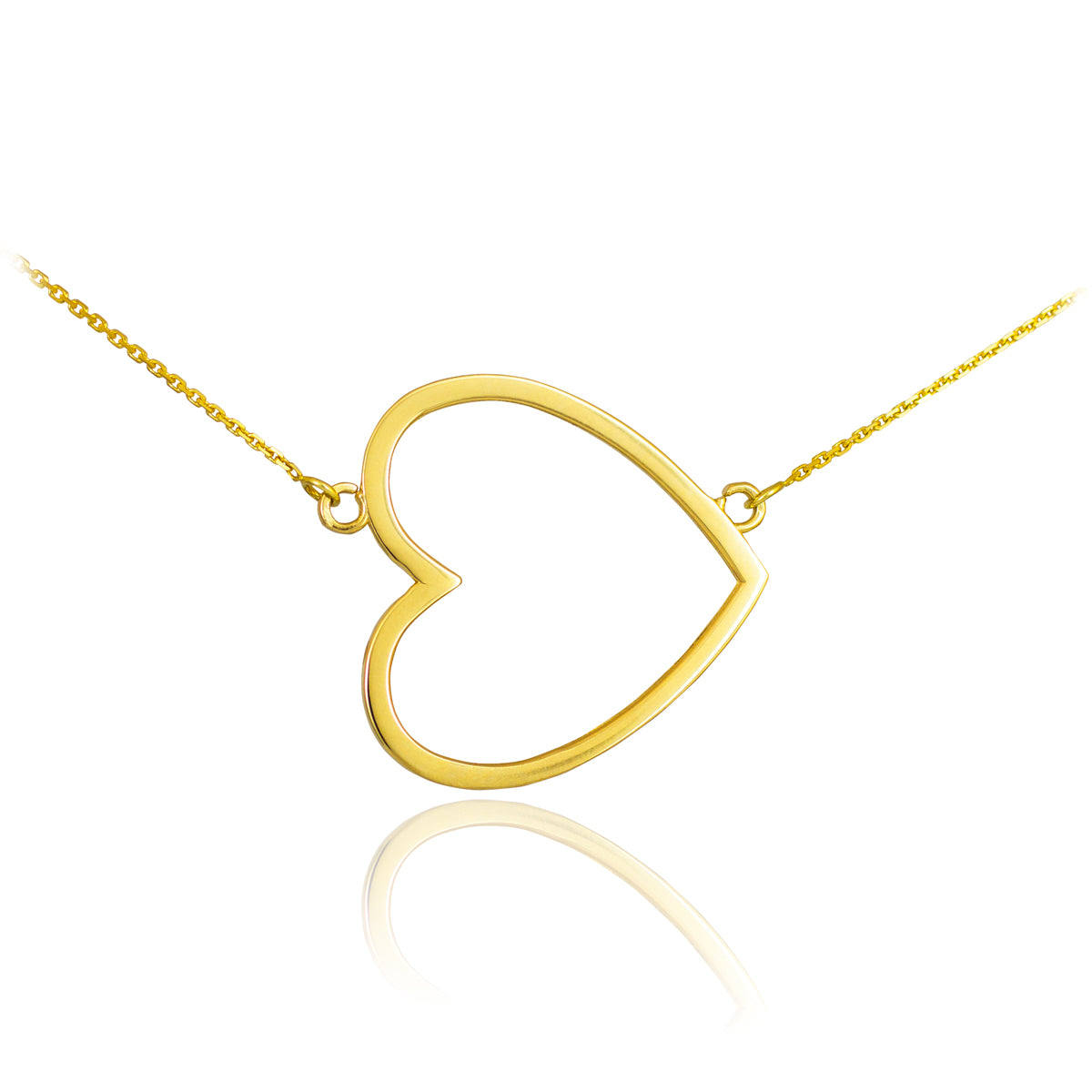 14K Gold Sideways Open Heart Necklace