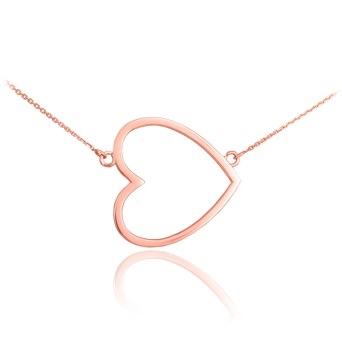 14K Gold Sideways Open Heart Necklace, view 4